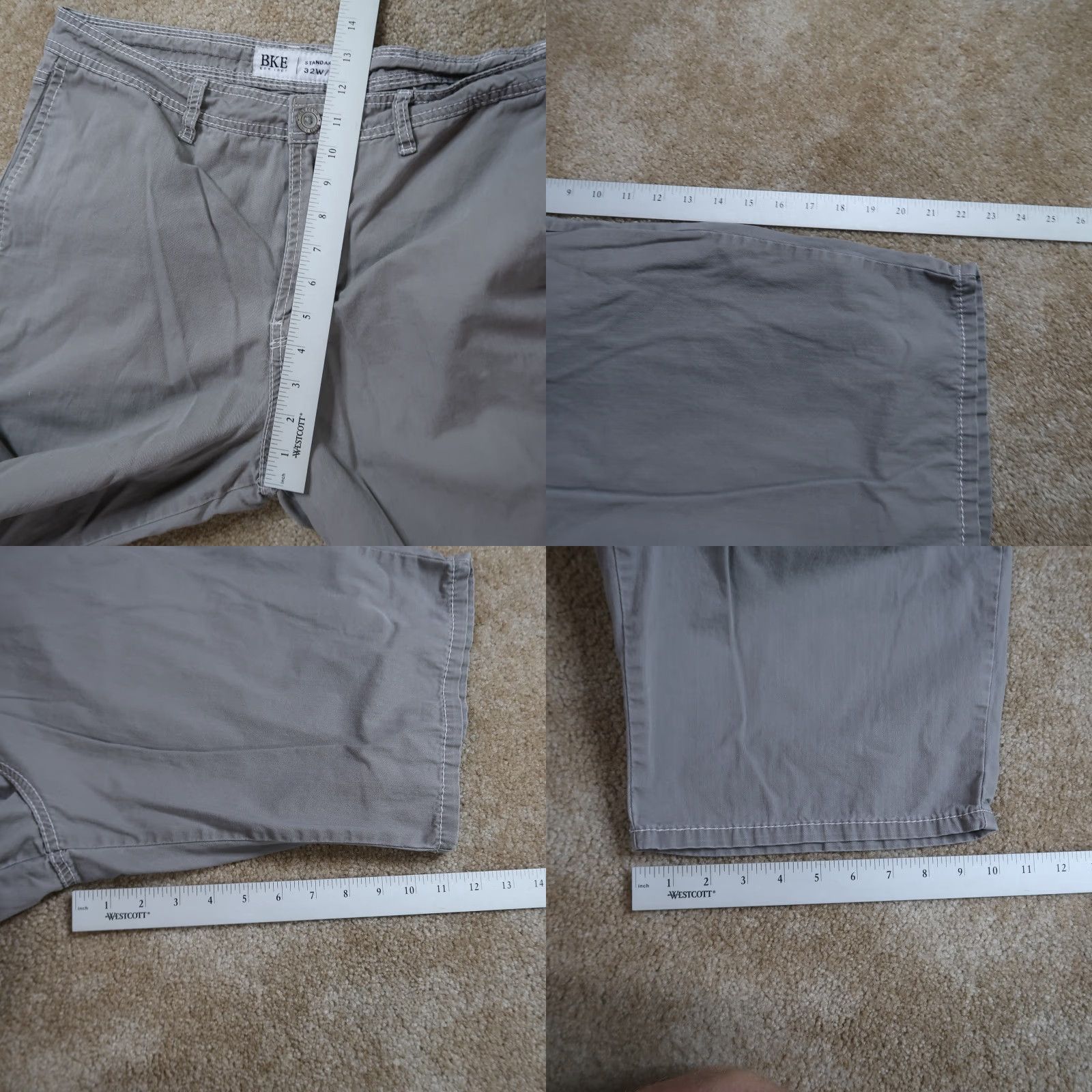 Vintage BKE Standard Fit Chino Shorts Men's 32 Gray 11" Inseam Flat Front Buckle Size US 32 / EU 48 - 8 Thumbnail