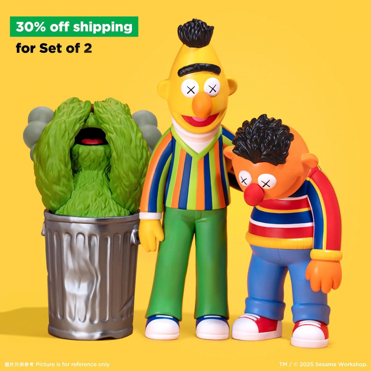 Kaws KAWS x Sesame Street Full Set Elmo Bert Ernie Oscar Big Bird Size ONE SIZE - 9 Thumbnail