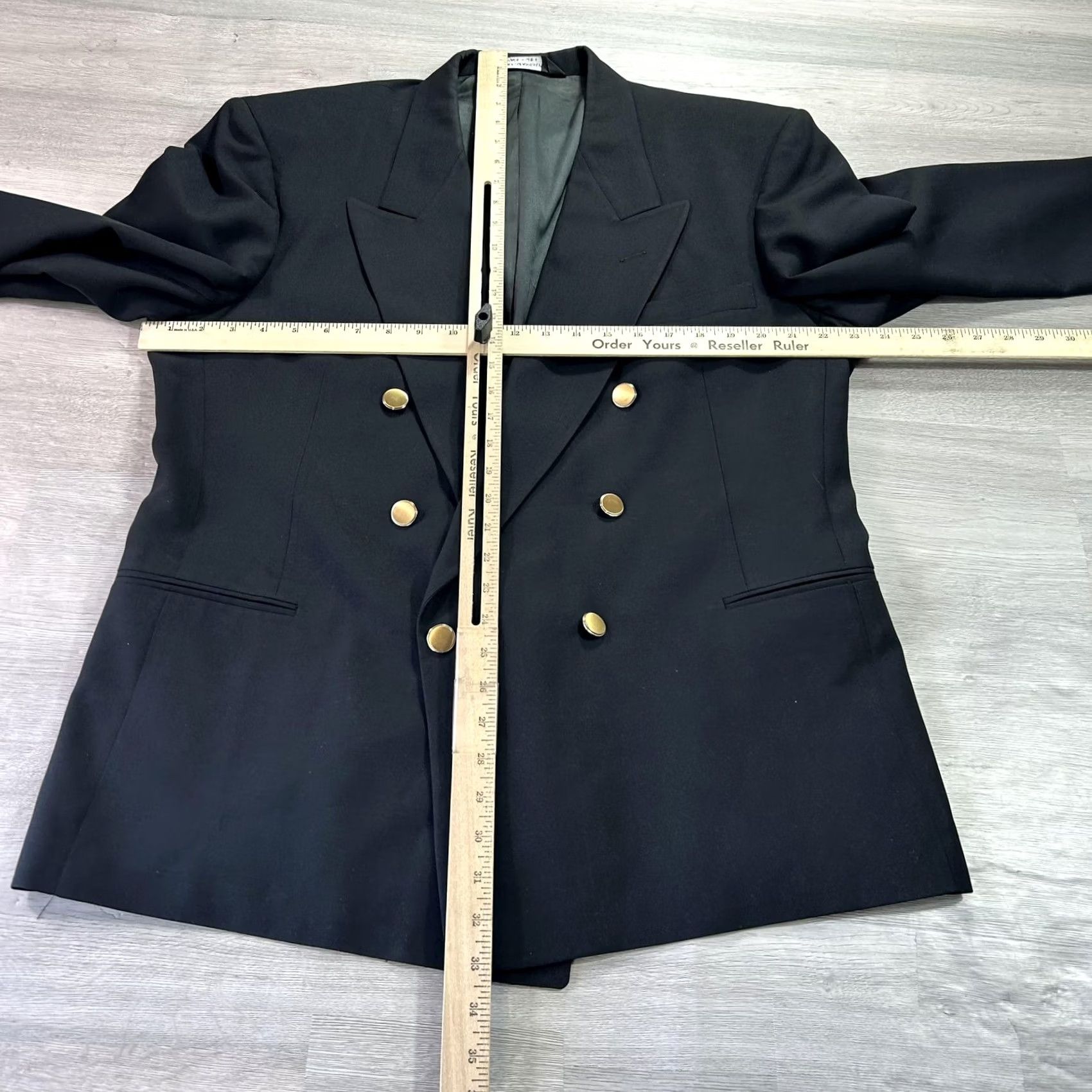 Doublet VINTAGE Henry Grethel Blazer Mens 44 Black Double Breasted Sport Coat Jacket USA Size 44R - 3 Thumbnail