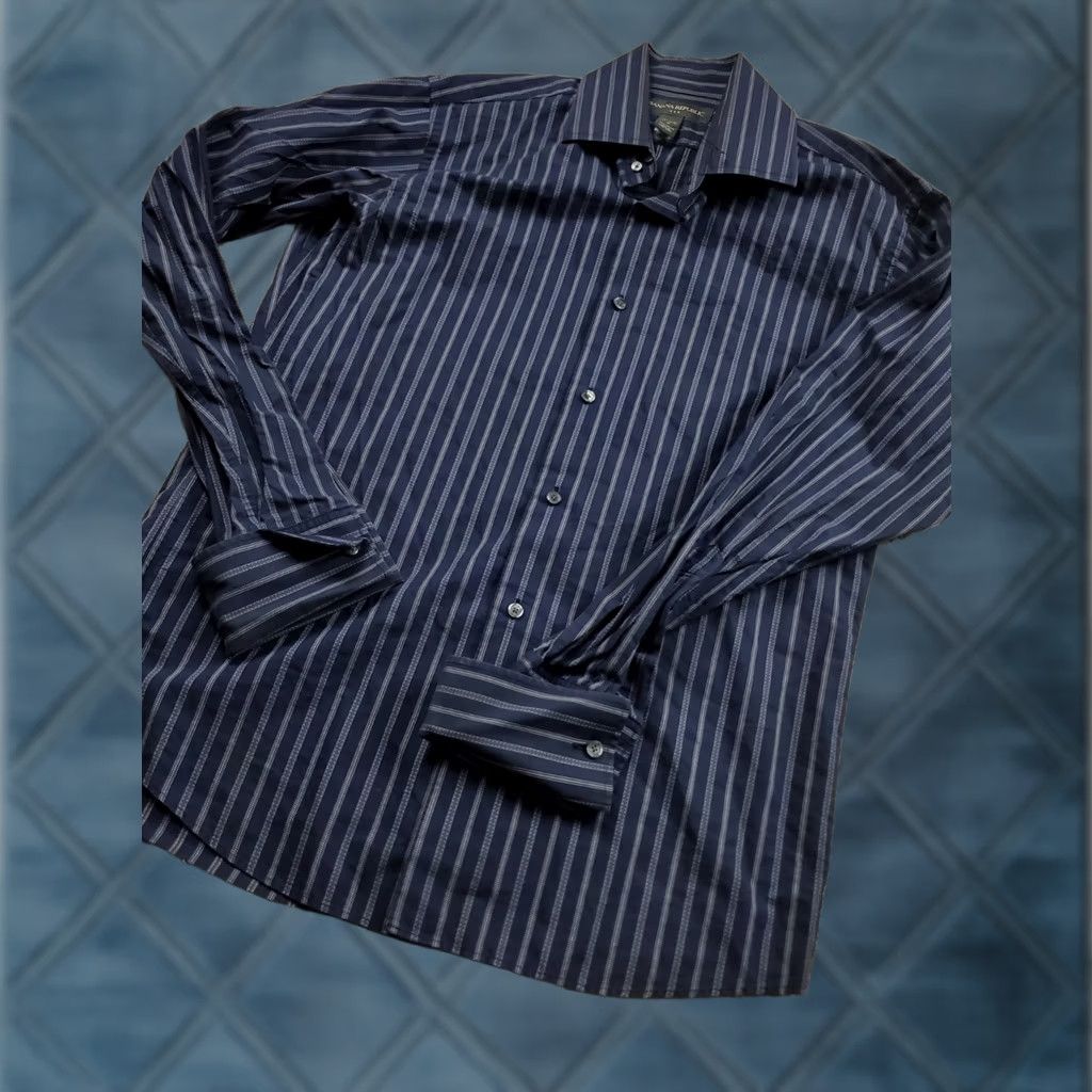 Banana Republic VINTAGE Banana Republic Shirt Mens Medium Blue Striped Button Up French Cuff Size US S / EU 44-46 / 1 - 1 Thumbnail