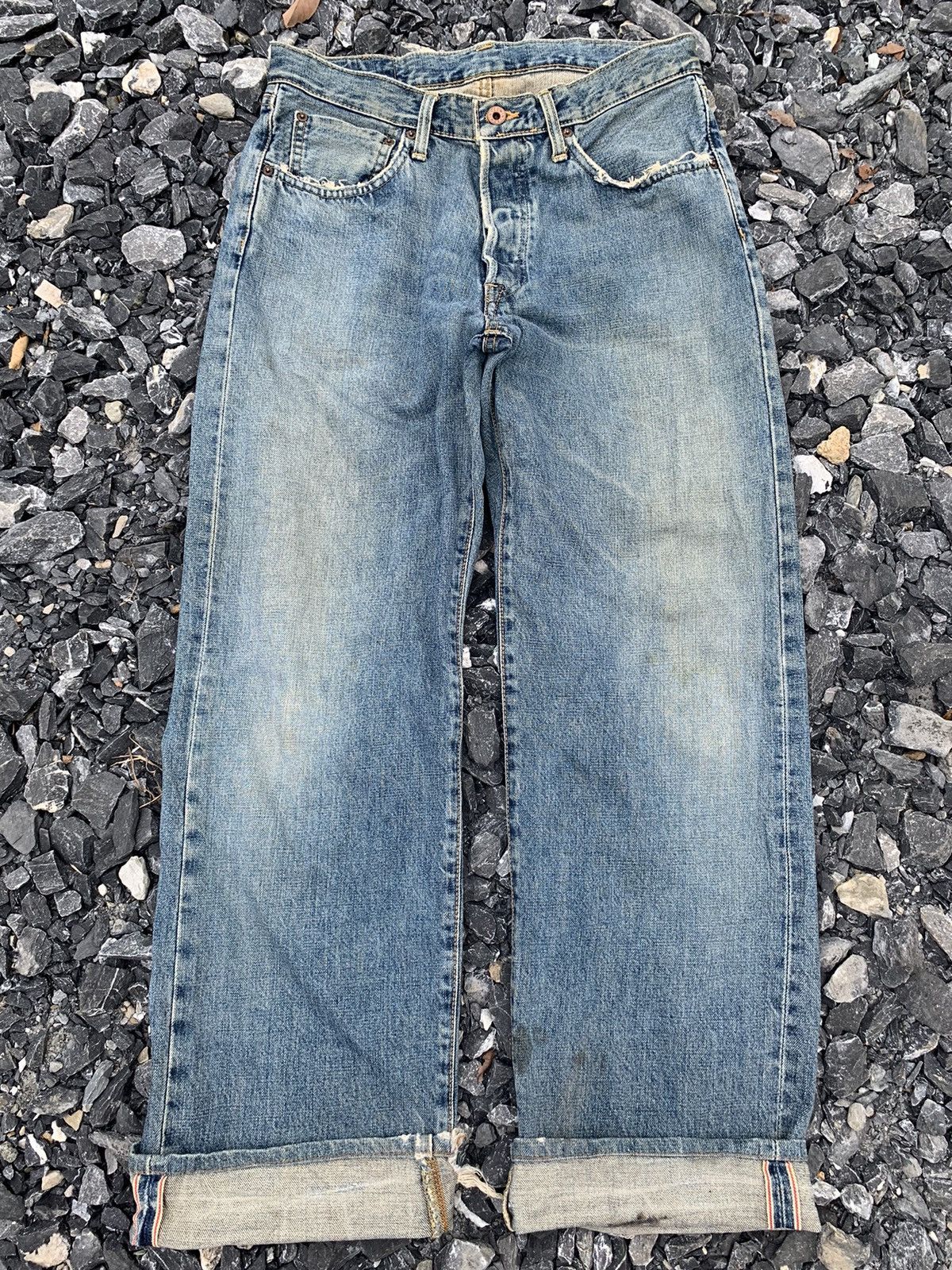 Edwin × If Six Was Nine × Kapital VINTAGE EDWIN 505X BAGGY SELVEDGE FADED DISTRESSED DENIM Size US 31 - 5 Thumbnail