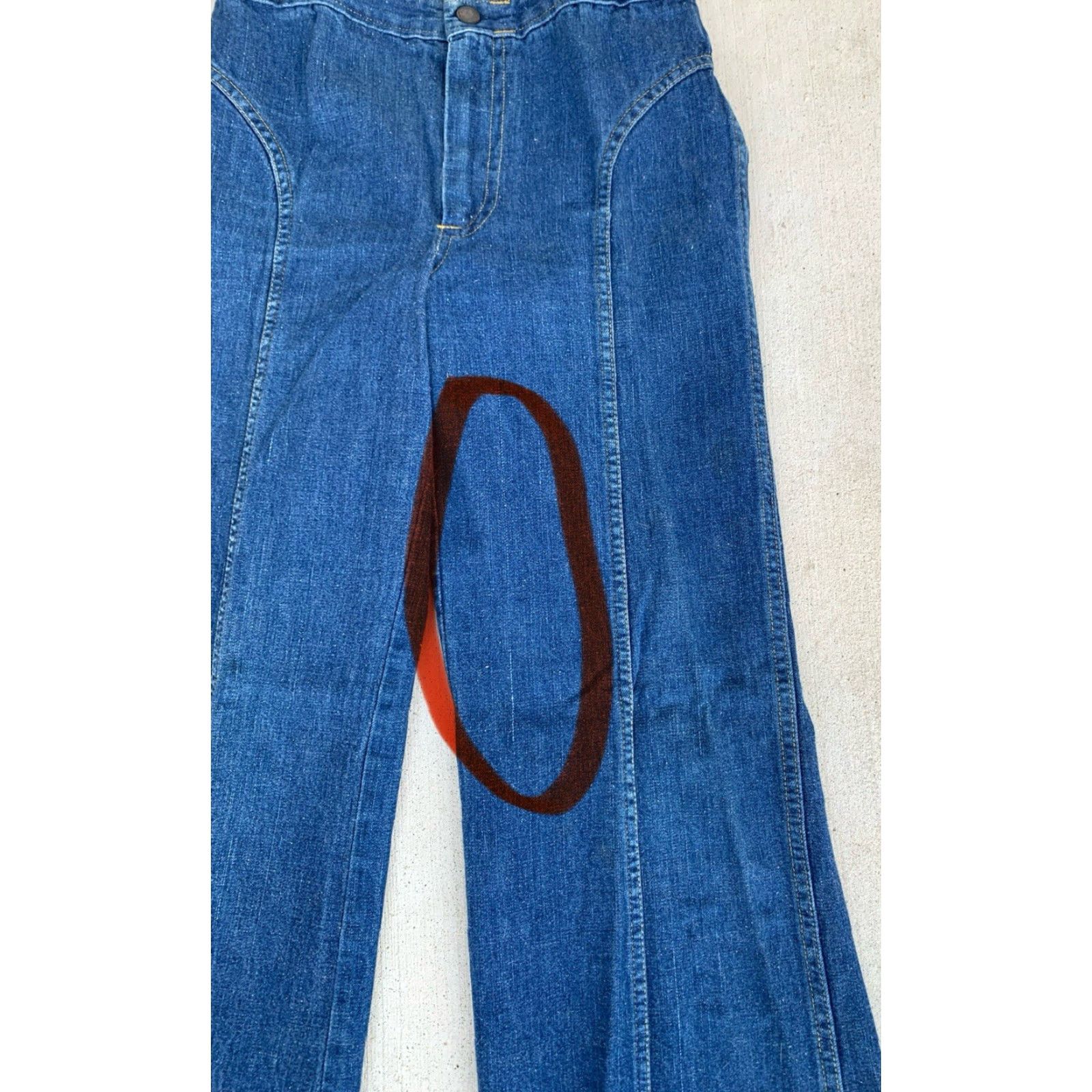 Bell VINTAGE Bell Bottoms Jeans 70s 1970s Talon 42 zipper 28L 26 Waist Blue Denim Hipppy Bell Bottoms Mens Womens Size 28" / US 6 / IT 42 - 5 Thumbnail