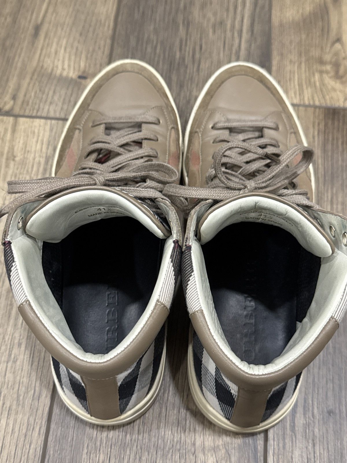 Burberry Burberry High-Top Tartan Leather-Suede-Cloth Sneaker Size US 8.5 / EU 41-42 - 1 Thumbnail