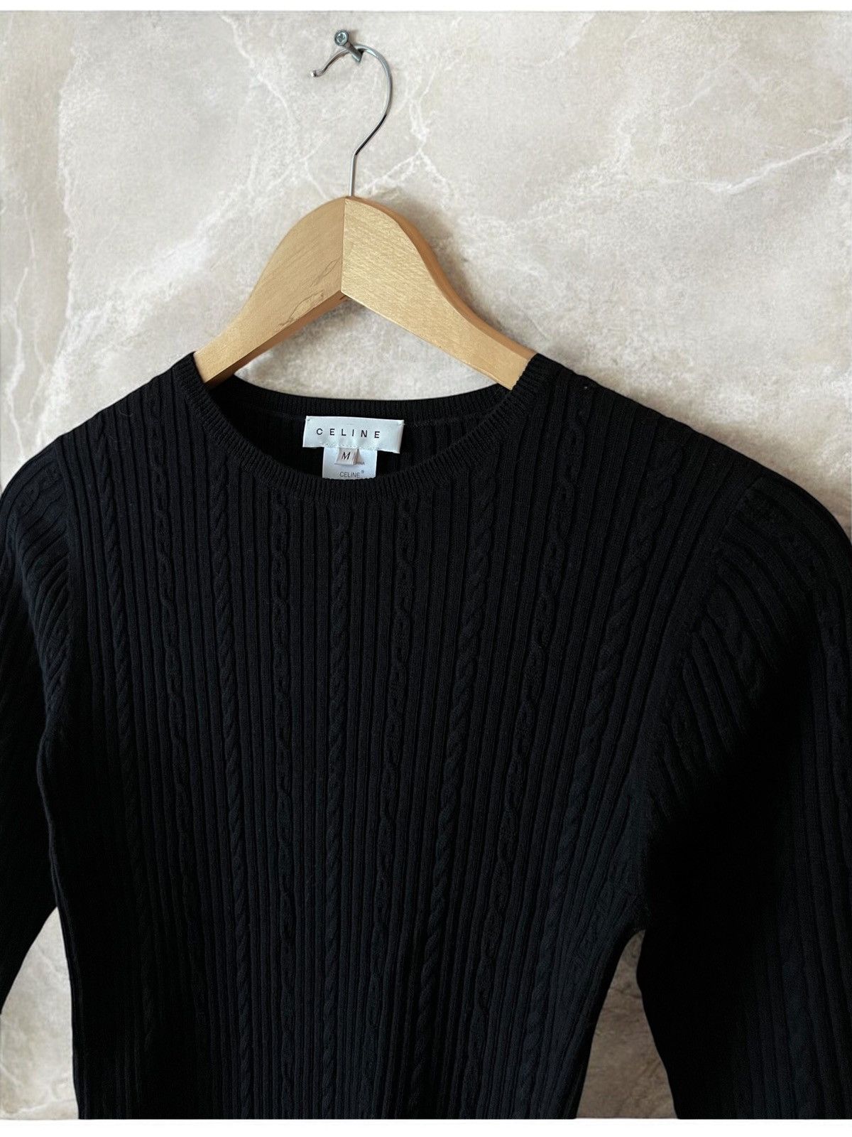 Celine × Designer CELINE CABLE KNIT 100% LAINE WOOL EXCLUSIVE SWEATER BLOUSE Size M / US 6-8 / IT 42-44 - 2 Thumbnail