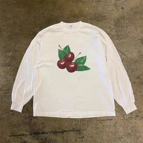 Japanese Brand × Vintage White casual retro cherry print long sleeve tee Size US L / EU 52-54 / 3 - 1 Thumbnail