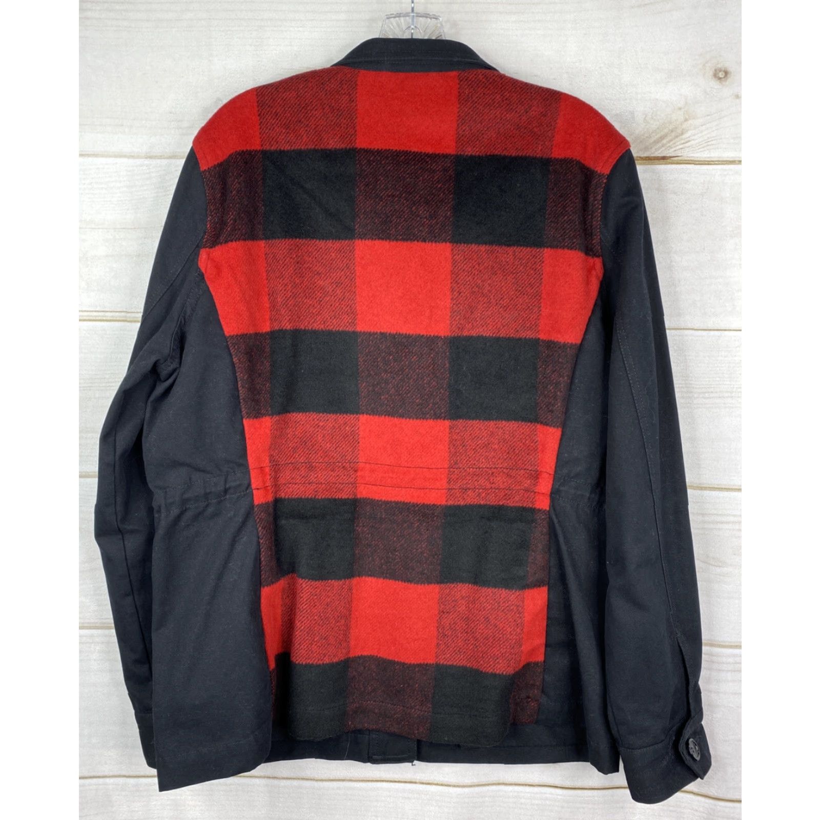 Lucky Brand Lucky Brand Jacket Womens L Black Red Mixed Media Buffalo Plaid Checkered Twill Denim Wool Full Zip Button Casual Fall Spring Winter Womens M/L Size L / US 10 / IT 46 - 5 Thumbnail