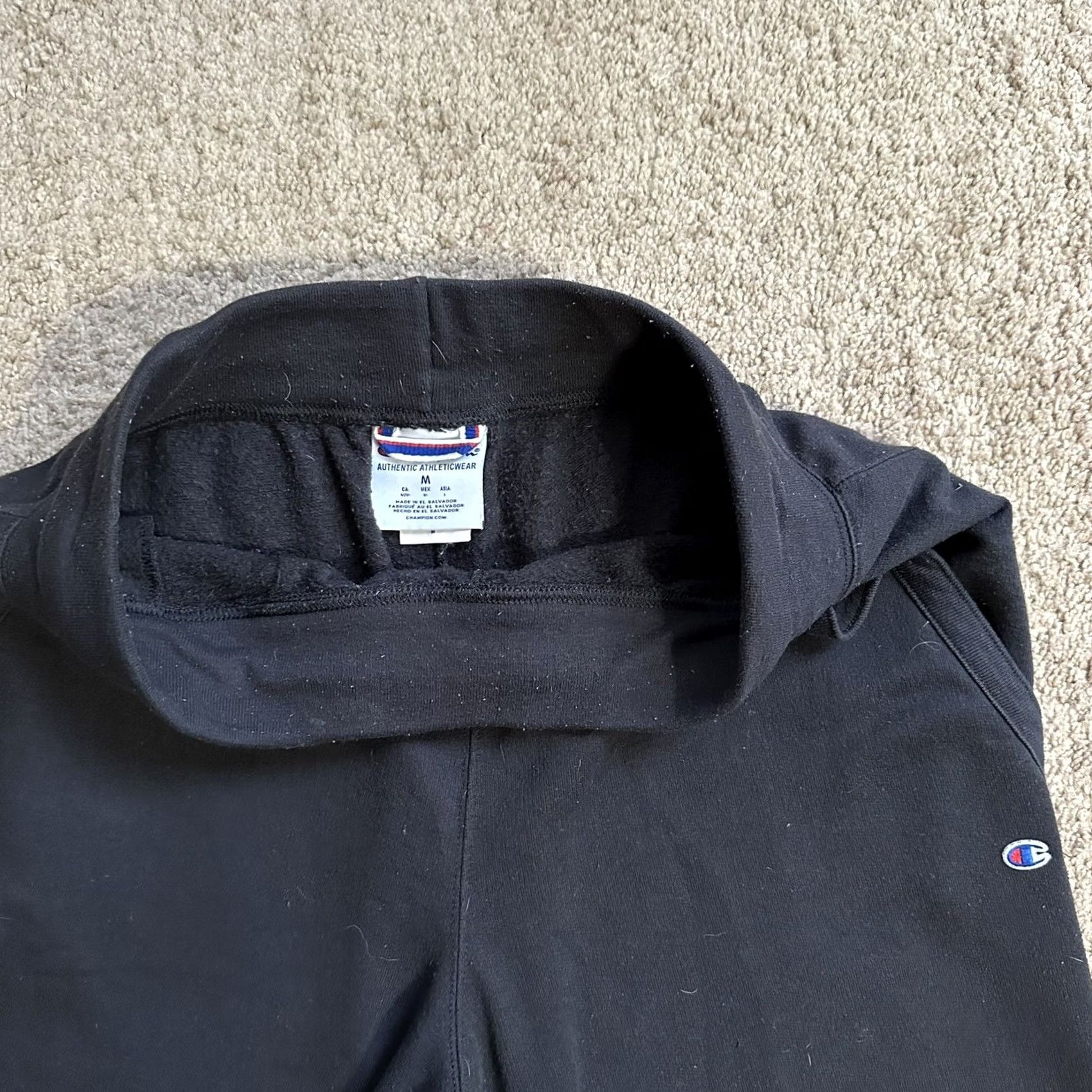 Champion Champion Sweatpants Womens Medium Black Fleece Joggers Pockets Spellout Drawstring Size 29" - 4 Thumbnail