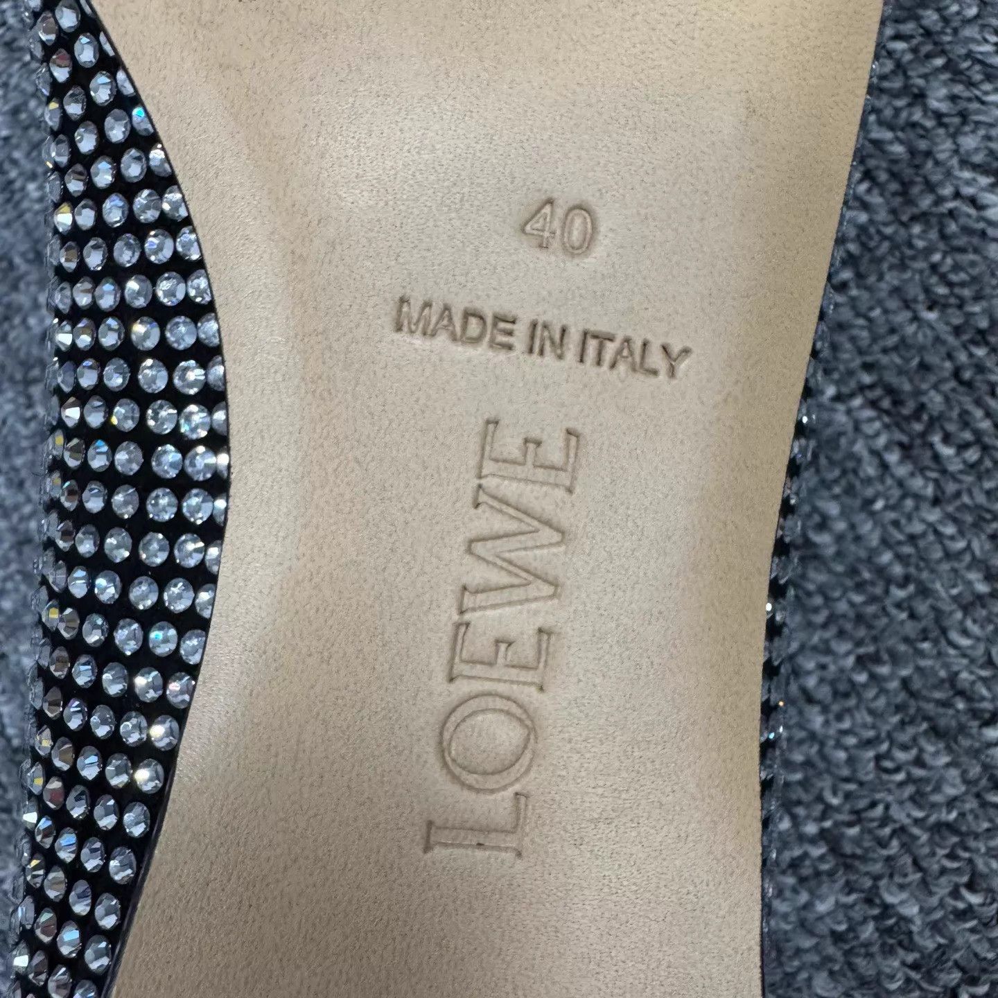 Loewe Loewe Gray Lambskin Paved Crystal Flats 40 EU New Size US 9.5 / IT 39.5 - 8 Thumbnail