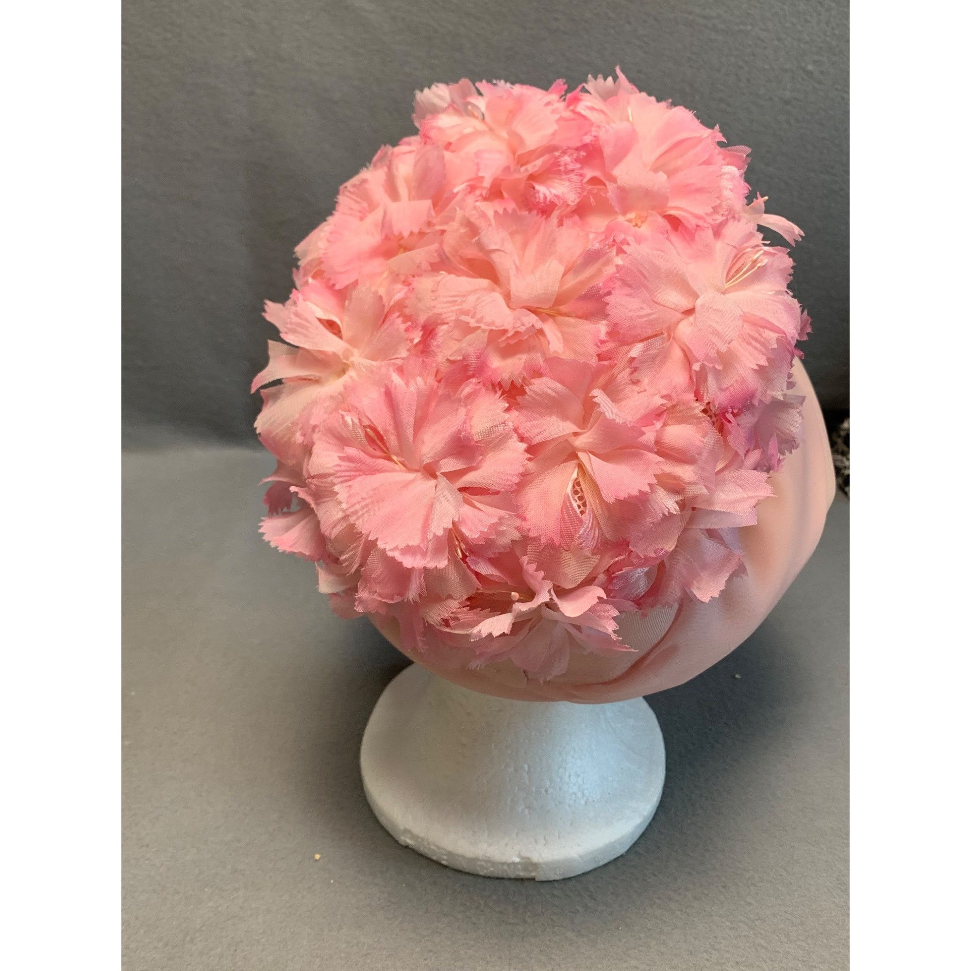 Other Vintage Womens 1960s Pink Floral Hat with Sheer Mesh Union M Size ONE SIZE - 3 Thumbnail