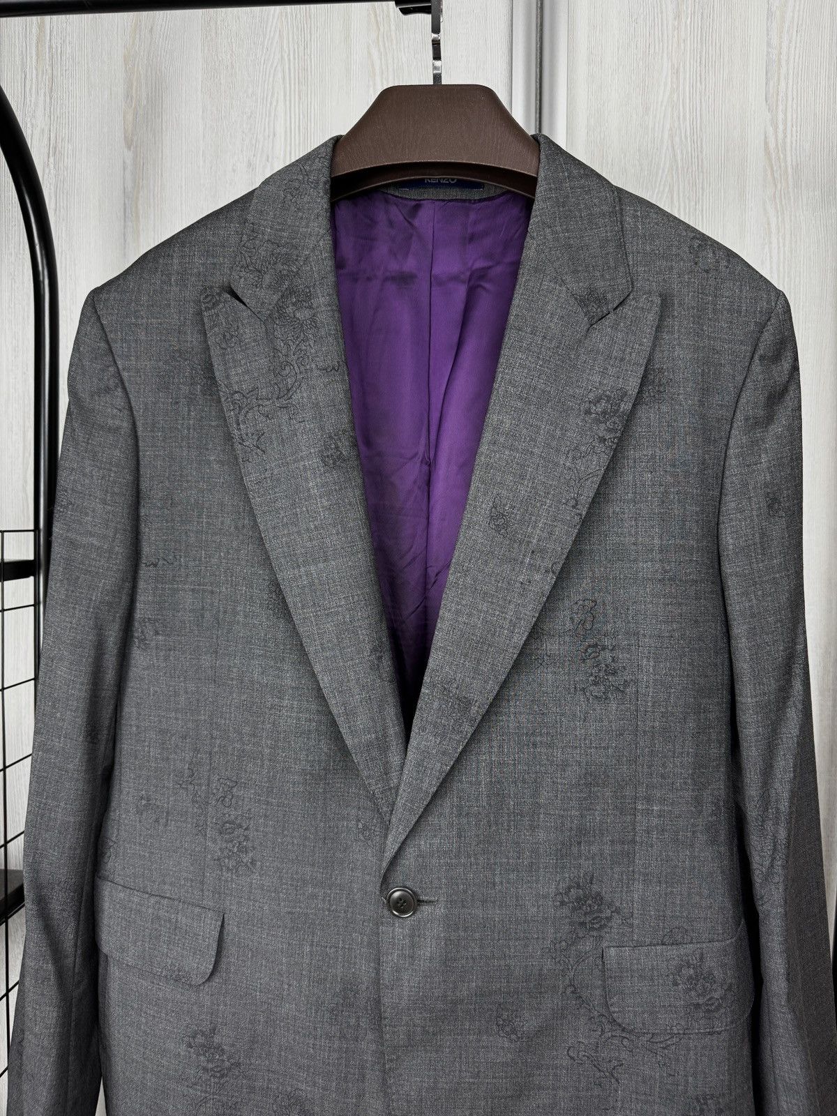 Kenzo Kenzo Baroque Motif Print Gray Wool Blazer size 54 Size 44R - 3 Thumbnail