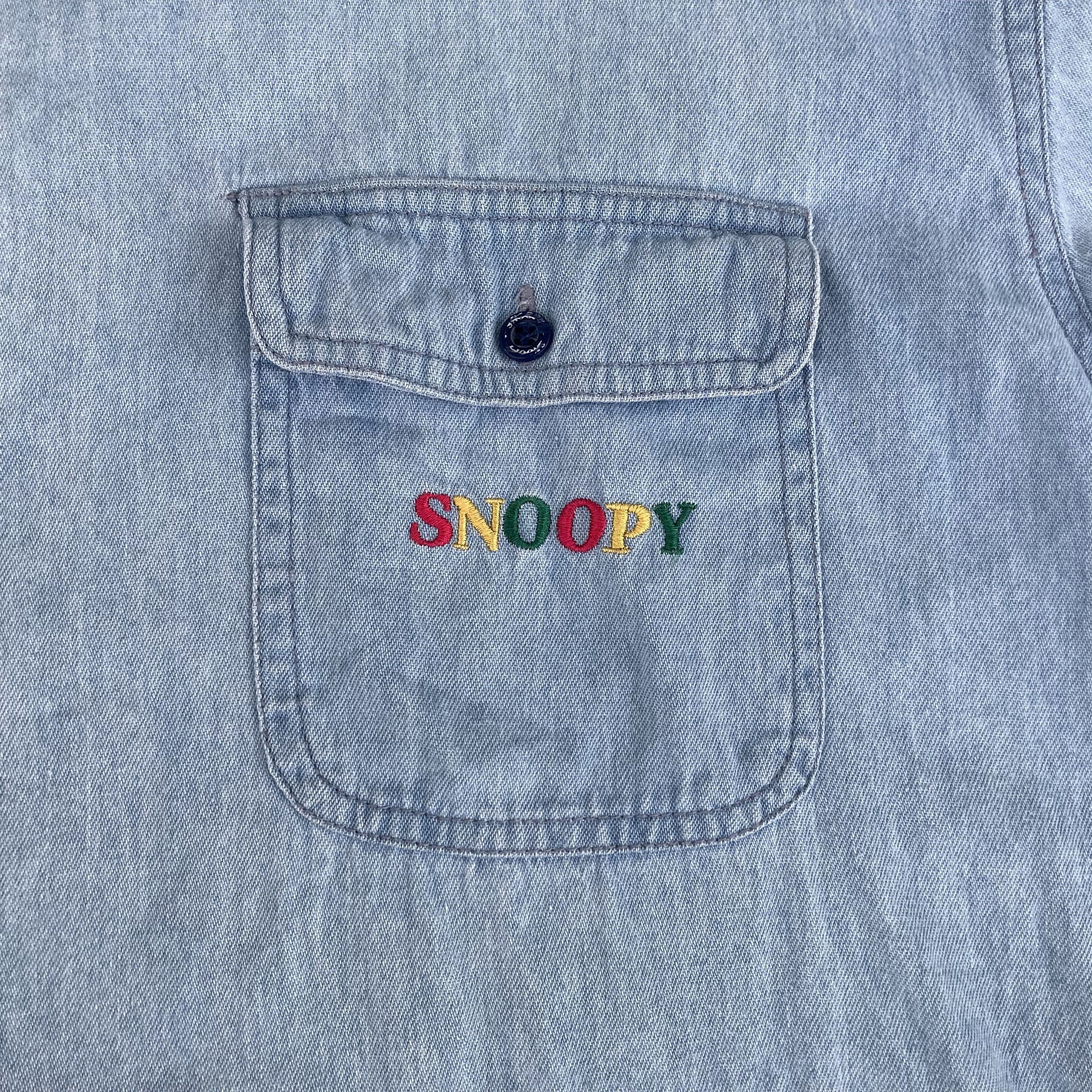 Disney × Vintage Vtg Snoopy Denim long Sleeve Shirt Size US L / EU 52-54 / 3 - 7 Thumbnail