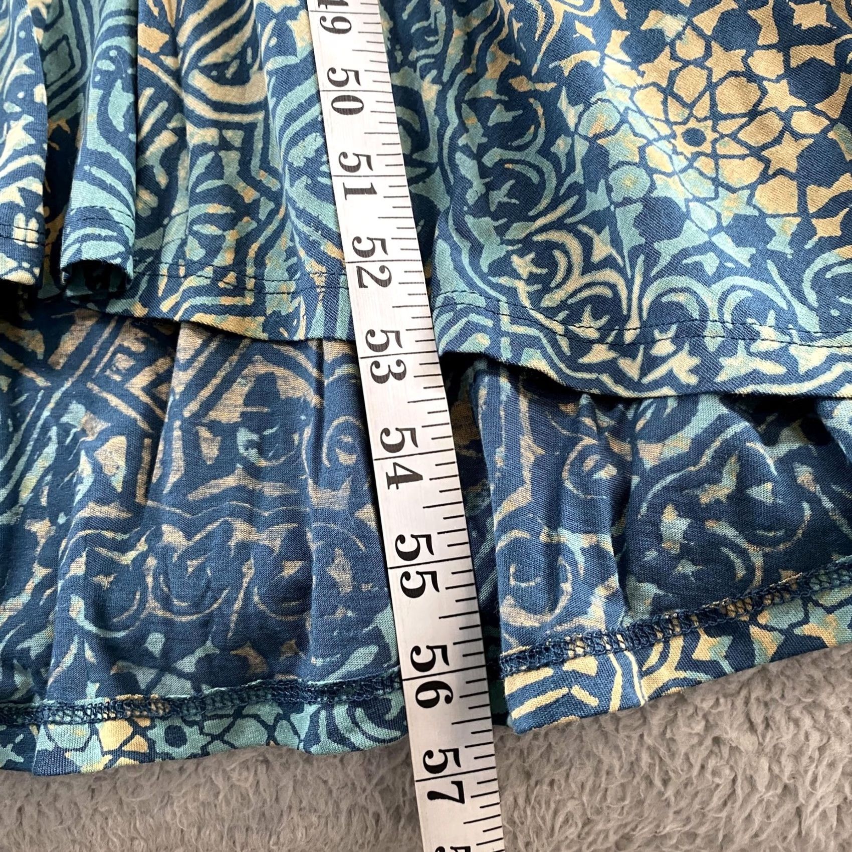 Vintage Peruvian Connection Maxi Dress Womens XL Blue Tile Stretch Jersey Mosaic Pima Size XL / US 12-14 / IT 48-50 - 7 Thumbnail