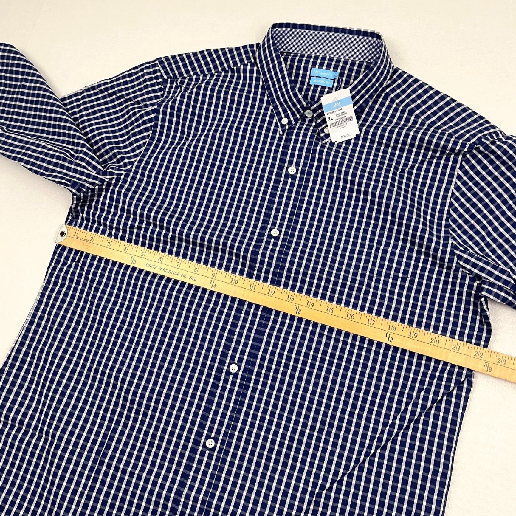 J.McLaughlin J. McLaughlin Westend Shirt Mens XL White Navy Window Pane Dress Button Down NEW Size 46R - 7 Thumbnail