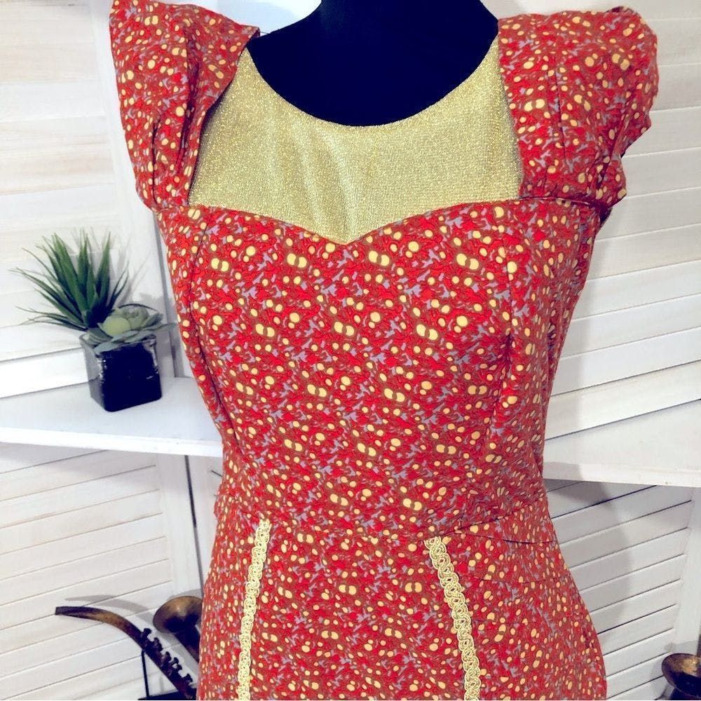 Vintage Vintage 70s golden orange mermaid custom made maxi dress S Size S / US 4 / IT 40 - 6 Thumbnail