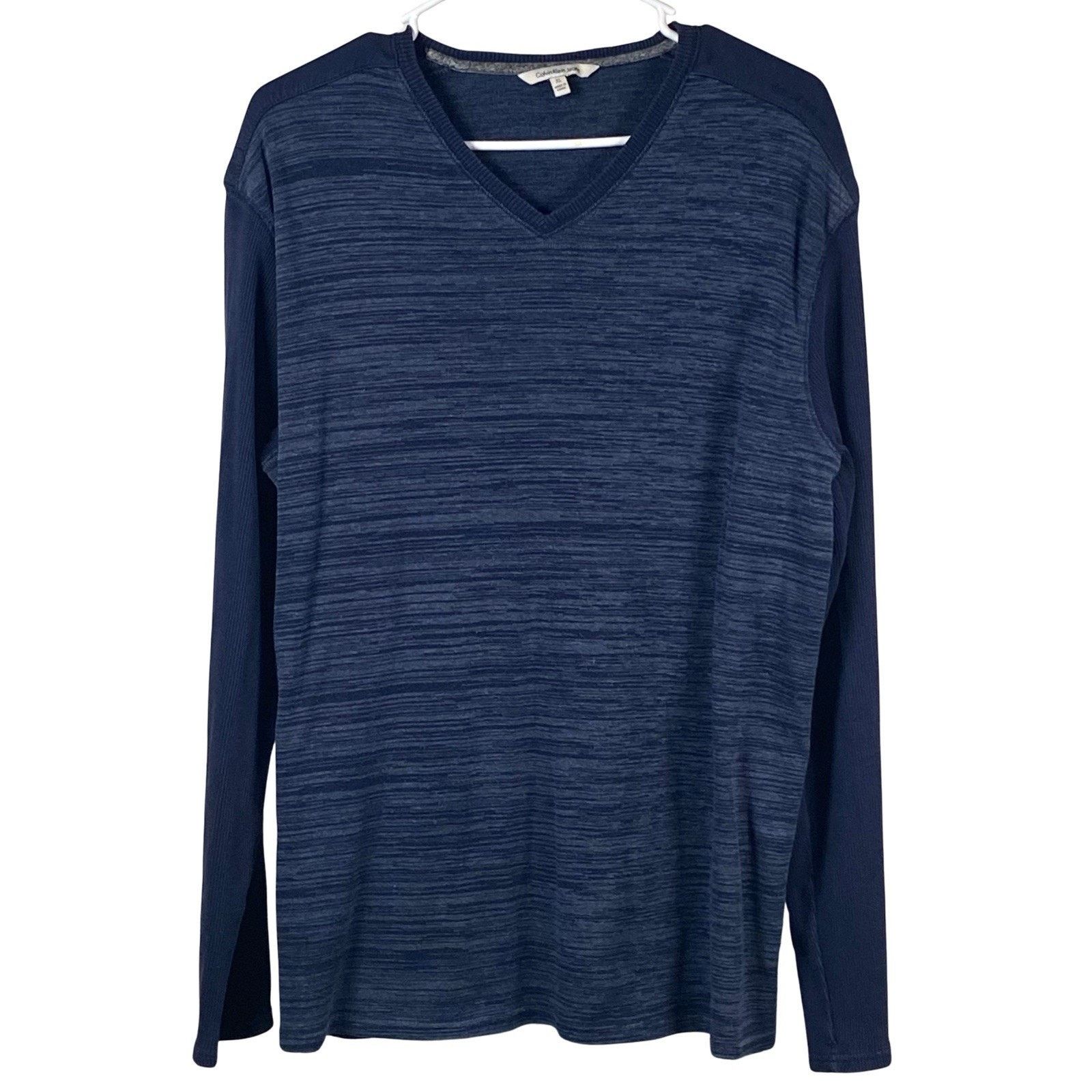 Calvin Klein Calvin Klein Jeans Sweater Mens Size XL V-Neck Navy Heather Size US XL / EU 56 / 4 - 1 Thumbnail