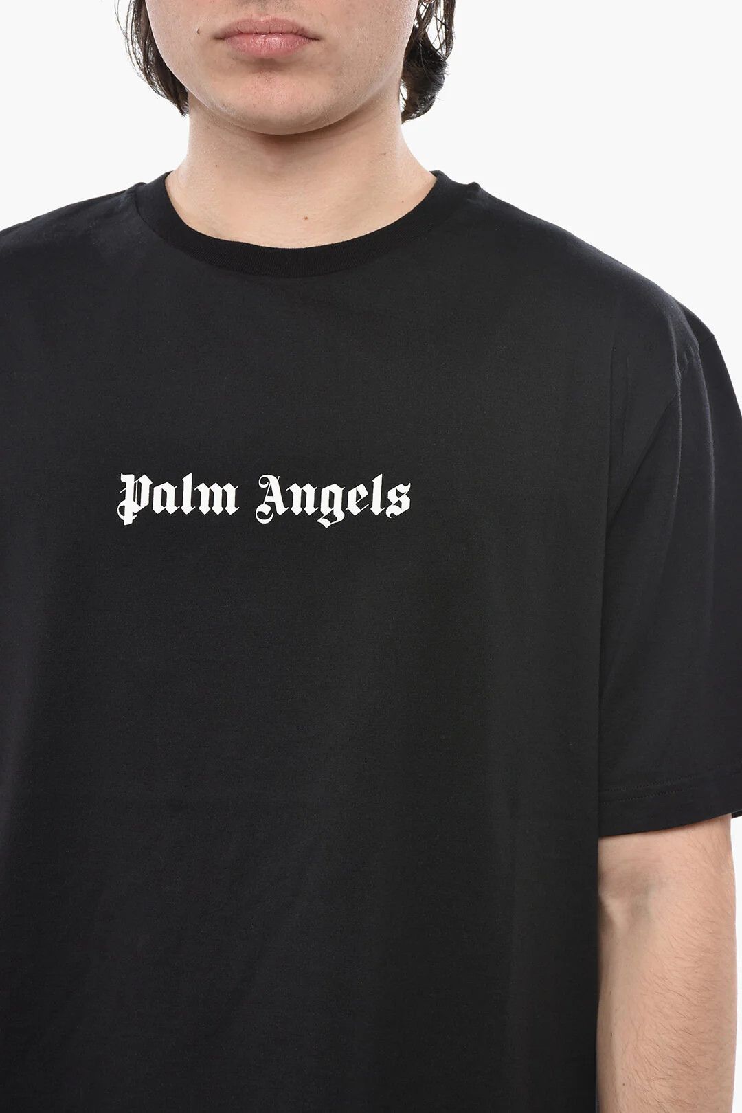 Palm Angels og1mm0226 Contrast Logo Slim-Fit Crewneck T-Shirt in Black Size US M / EU 48-50 / 2 - 3 Thumbnail