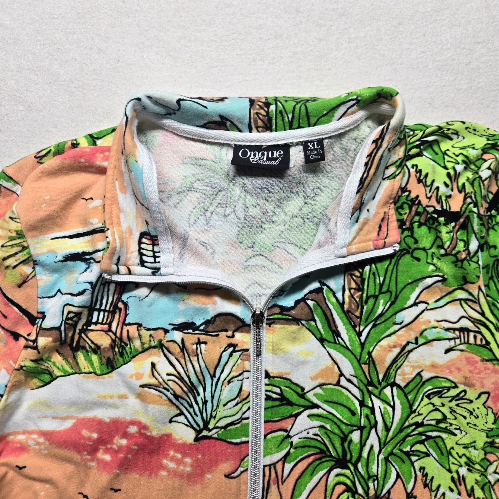 Vintage ONQUE CASUALS Beach All Over Print Jacket Coat 3/4 Sleeves Women's Size XL Size XL / US 12-14 / IT 48-50 - 2 Thumbnail