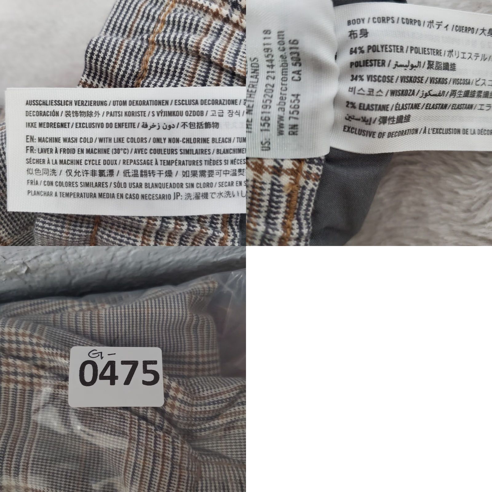 Abercrombie & Fitch Abercrombie & Fitch Pants Women XL Gray Plaid High Rise Cropped Pull On NWT Elastic Waist Pockets Slit 26 Inseam Size 40" / US 18 - 10 Thumbnail