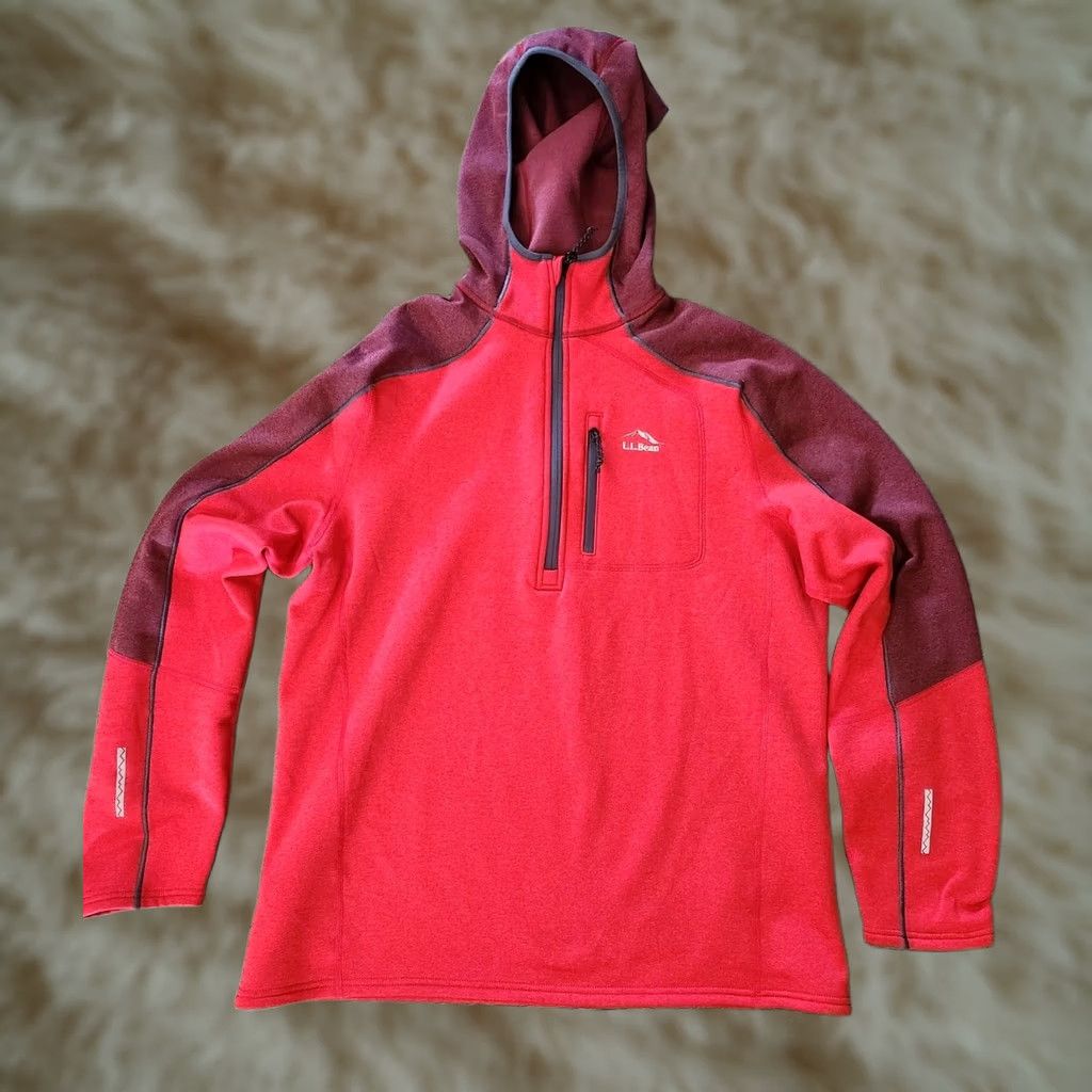 Vintage L.L. Bean Mens XL Red Long Sleeve 1/4 Zip Pullover Sweater Slightly Fitted Big & Tall Outdoor Preppy Golf Hiking Walking Fall Winter Season Size US XL / EU 56 / 4 - 1 Thumbnail