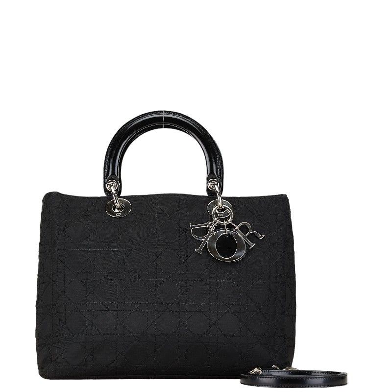 Dior Dior Dior Lady Dior Canvas Leather Handbag Canvas Handbag in Good Condition Size ONE SIZE - 1 Thumbnail