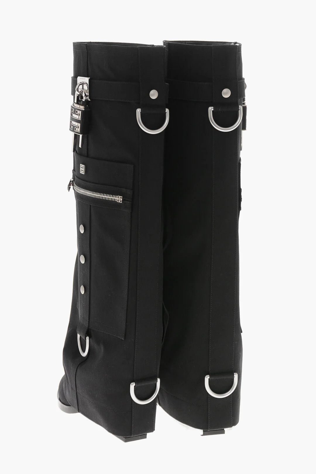 Givenchy og1mm0326 Canvas Knee-High Boots in Black Size US 5 / IT 35 - 3 Thumbnail