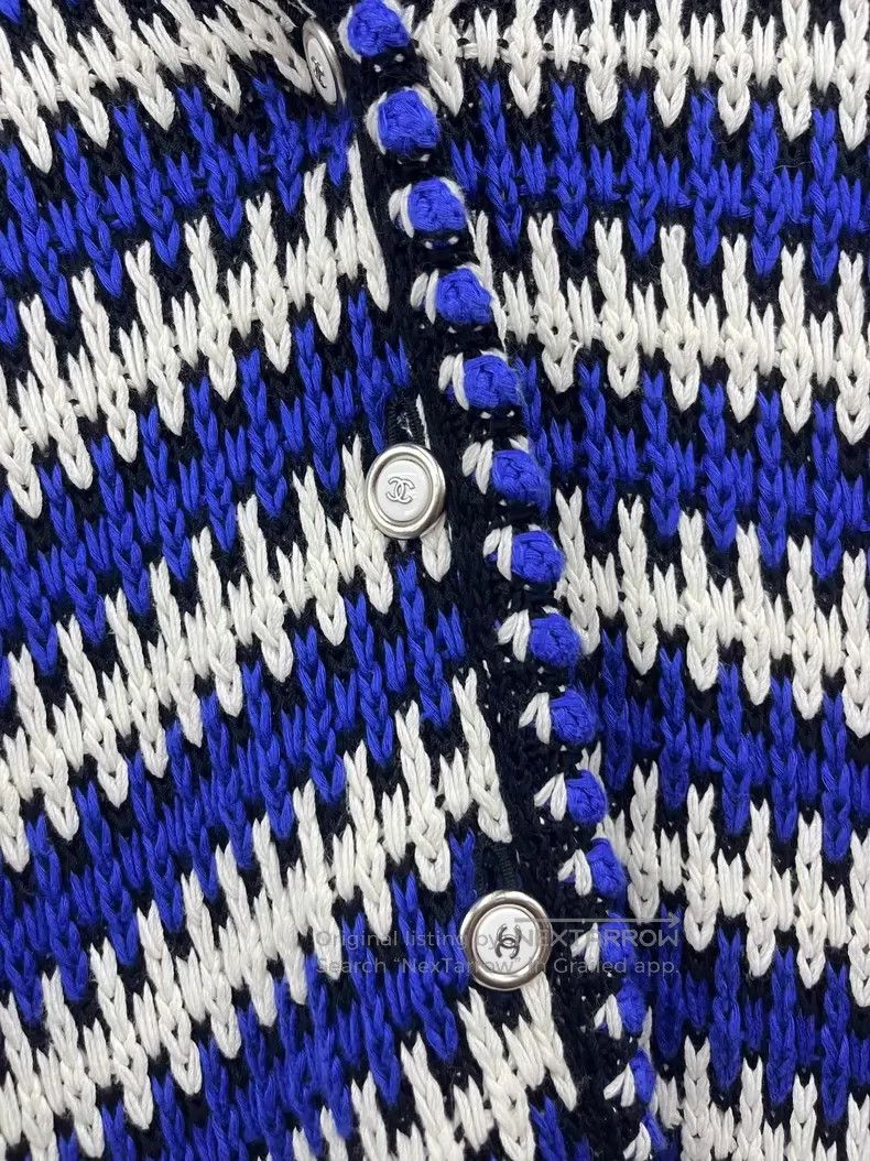 Chanel Chanel Blue and white striped knitted cardigan coat Size XS / US 0-2 / IT 36-38 - 2 Thumbnail