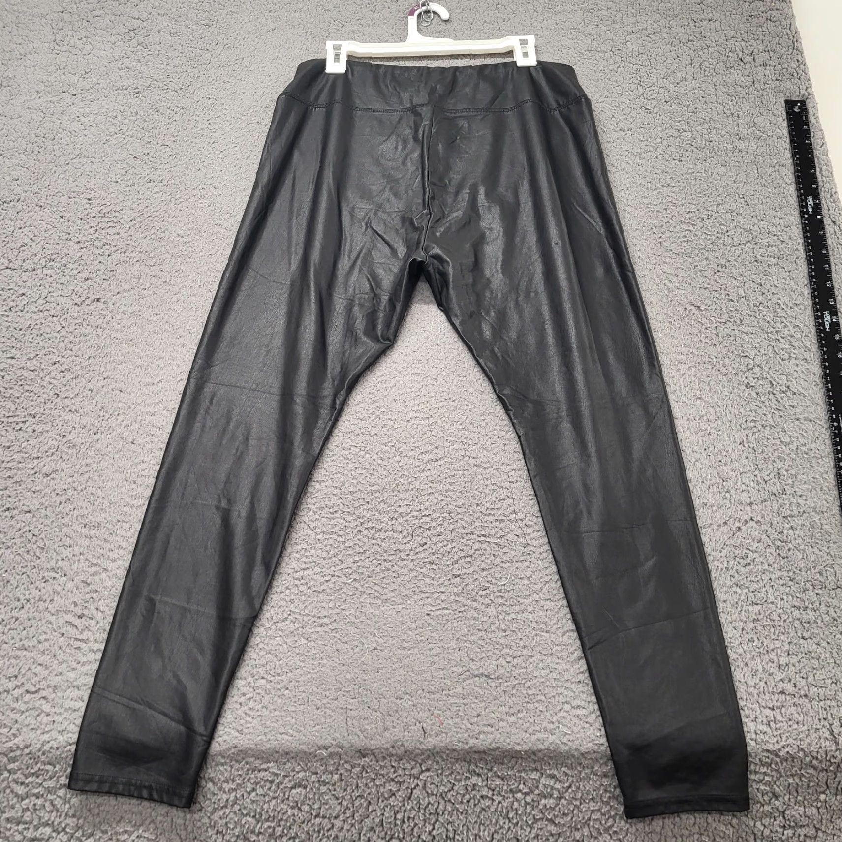 Vintage Wild Fable Pants Womens XL Black Faux Leather Skinny Leggings Elastic Waist Size 40" / US 18 - 3 Thumbnail