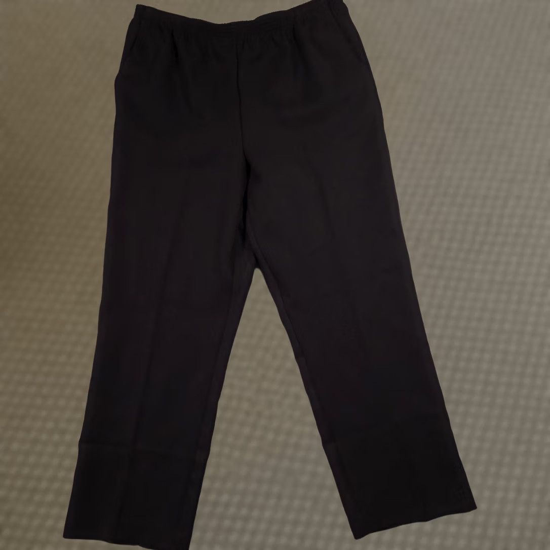 Vintage Alfred Dunner Dress Womens 14P Black Pants Stretch Pull Straight Leg Career Size 36" / US 14 / IT 50 - 1 Thumbnail