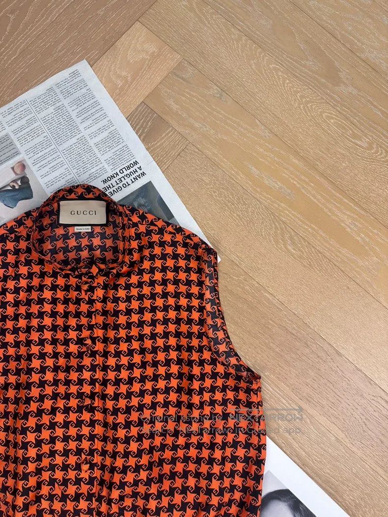 Gucci Gucci Double G mulberry silk thousand bird check sleeveles Size S / US 4 / IT 40 - 5 Thumbnail