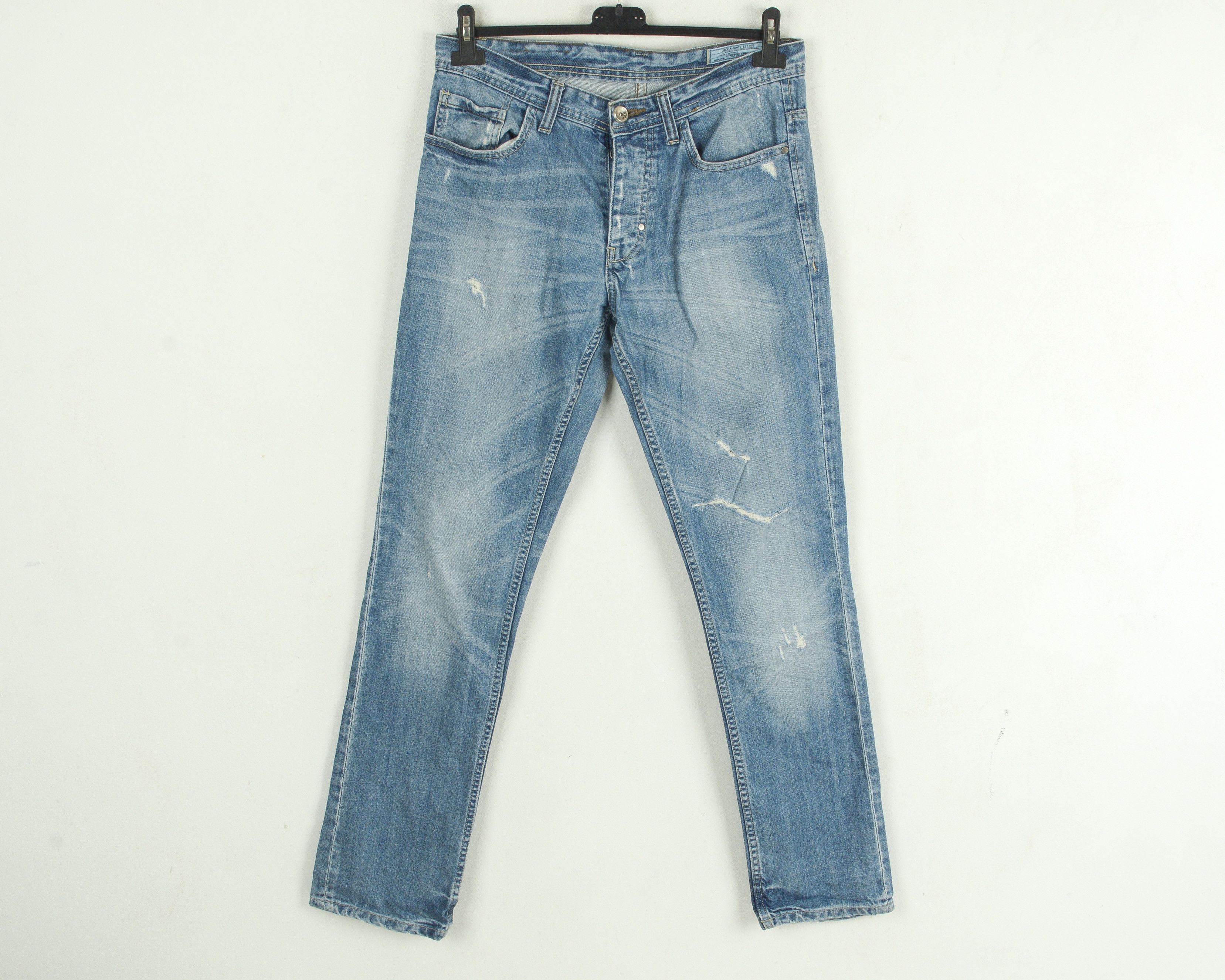 Jack & Jones Tim W31 L32 Slim Straight Jeans Denim Pants Trousers Ripped Size US 31 - 1 Thumbnail
