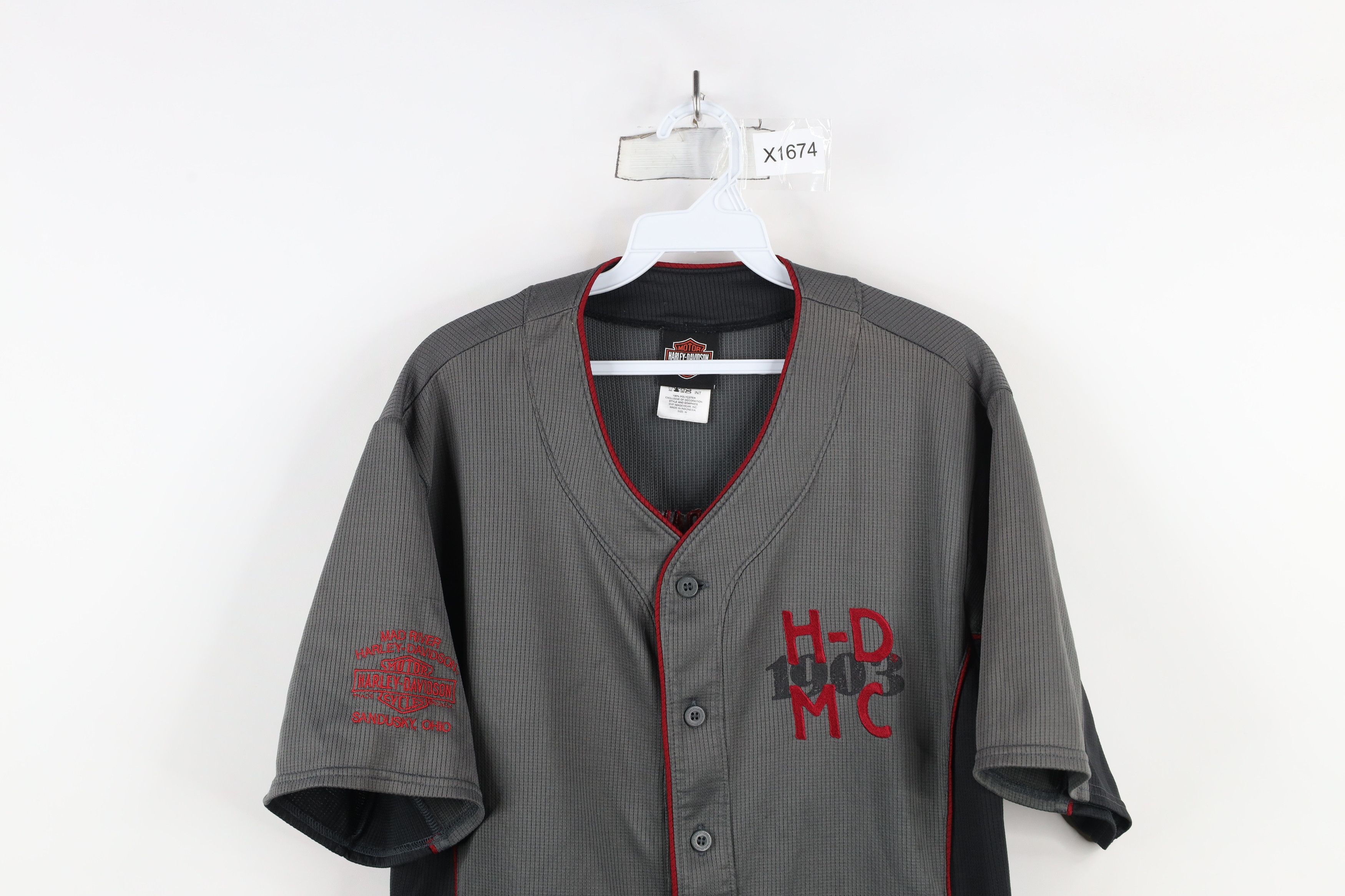 Harley Davidson × Vintage Vintage Y2K Harley Davidson Short Sleeve Baseball Jersey Size US M / EU 48-50 / 2 - 2 Thumbnail