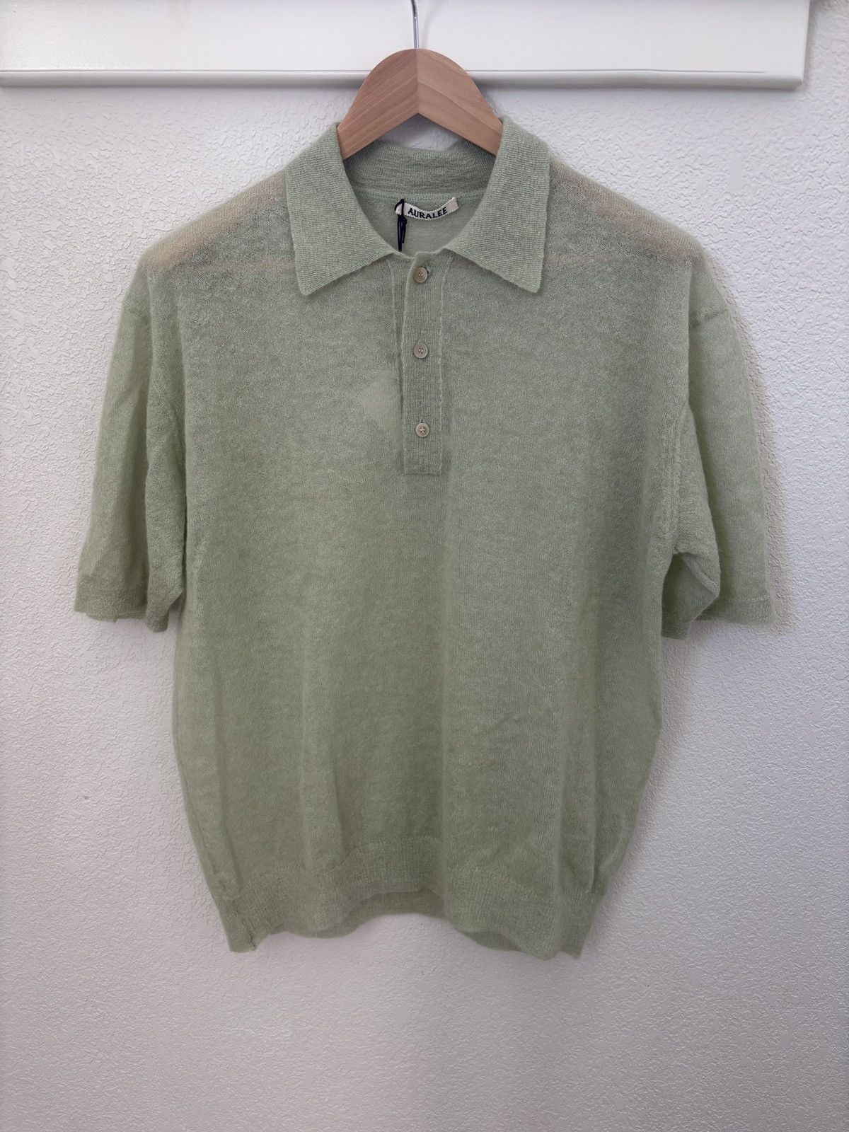 Auralee Kid Mohair Sheer Knit Polo
