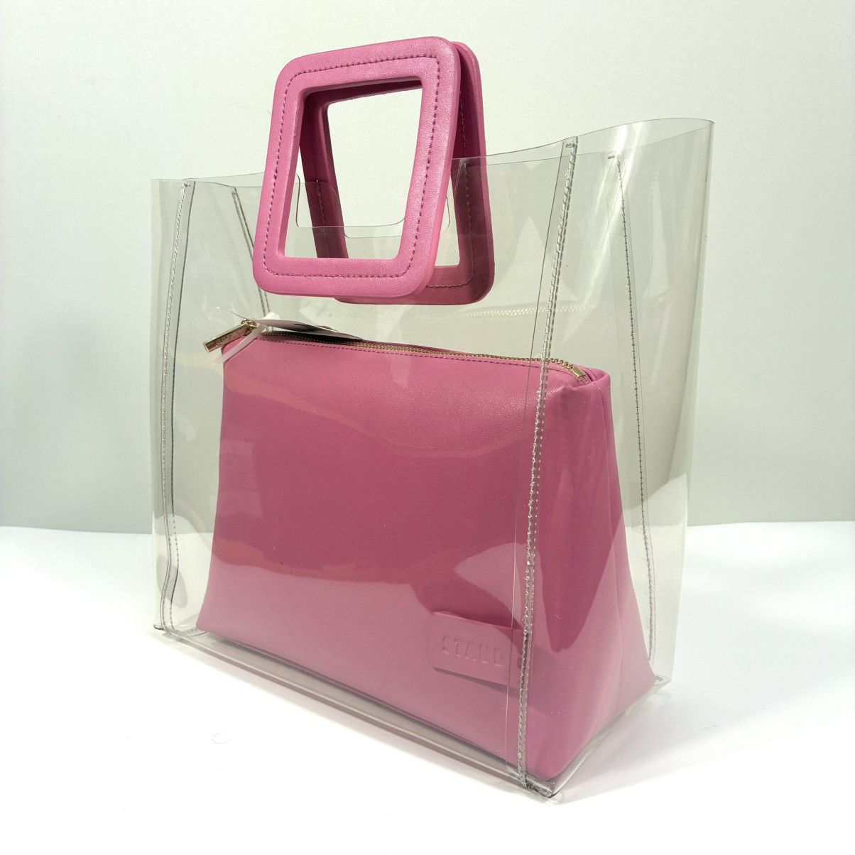 Staud Staud Shirley Transparent Handbag Tote Leather Clear Pink Size ONE SIZE - 11 Thumbnail