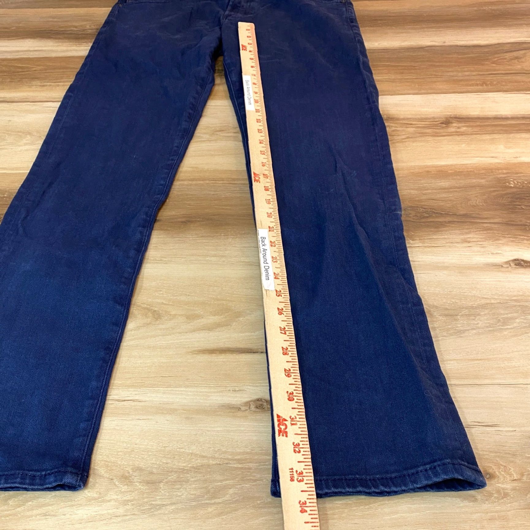 Vintage AG Adriano Goldschmied Jeans Mens 33x34 Tellis Modern Slim Blue Garment Dyed Dark Indigo Five-Pocket Logo Back Patch Stretch Jeans Mens Reg Size US 33 - 6 Thumbnail
