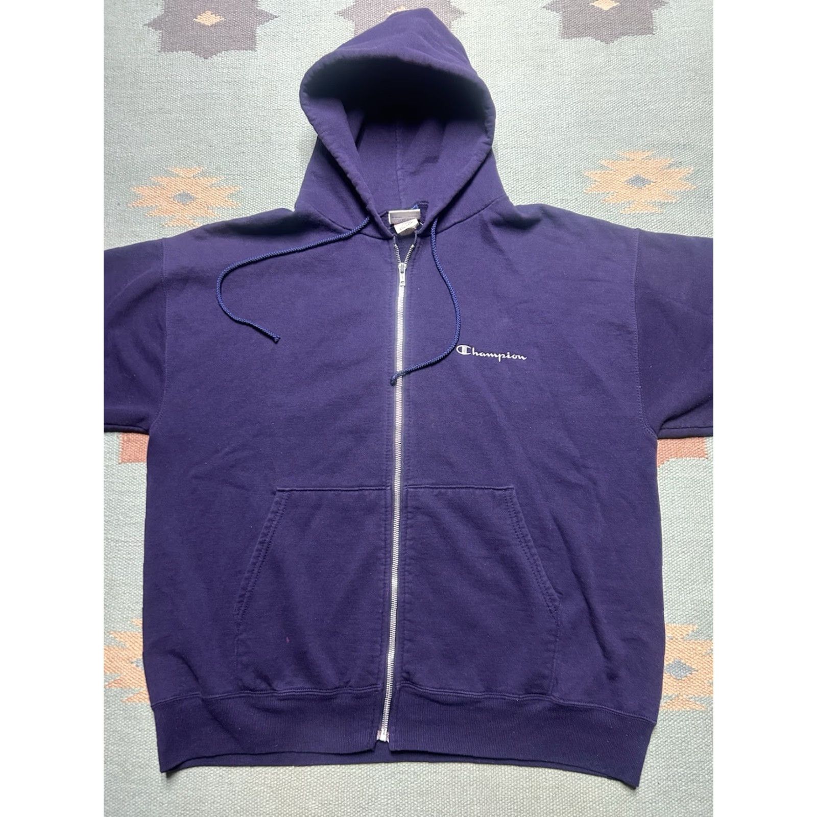 Champion VINTAGE Champion Hoodie Sweatshirt Full Zip Purple Logo Spell Out Large Mens L Size US L / EU 52-54 / 3 - 2 Thumbnail