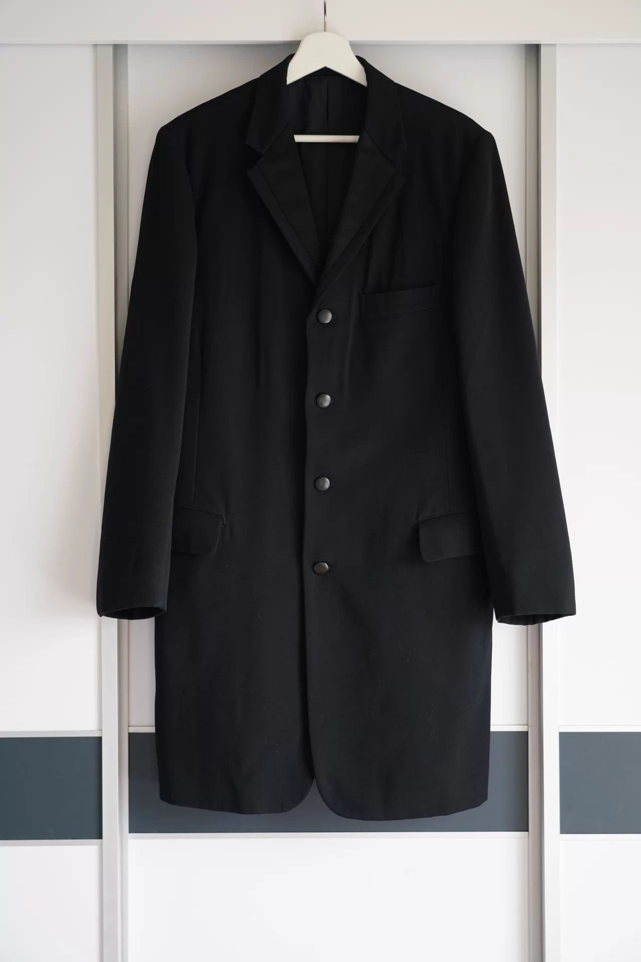 Yohji Yamamoto Black Long Button-Front Coat Size M Size US M / EU 48-50 / 2 - 1 Thumbnail