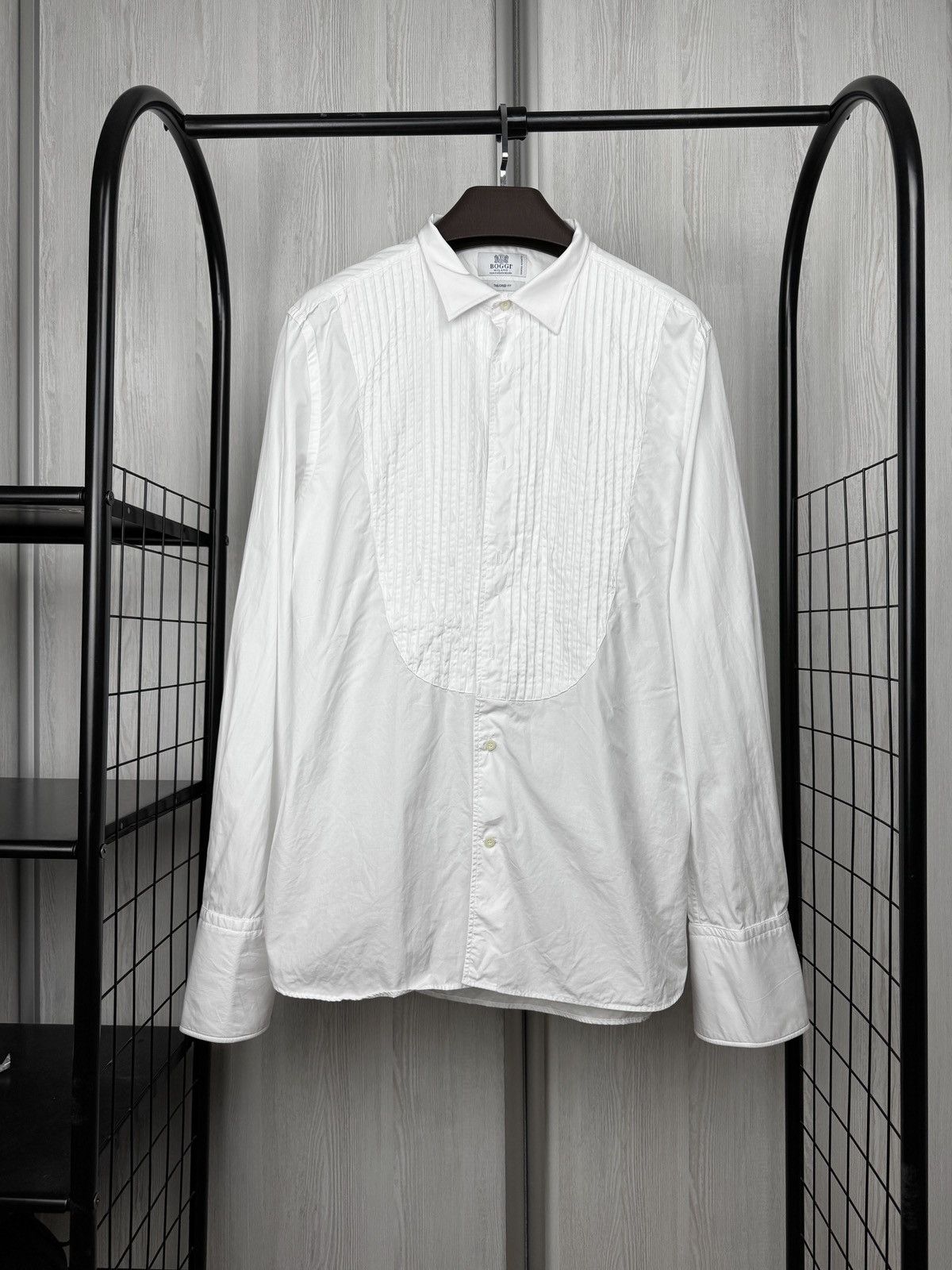 Boggi Boggi Milano white tuxedo cufflinks classic suit shirt 17.5 Size 44R - 1 Thumbnail