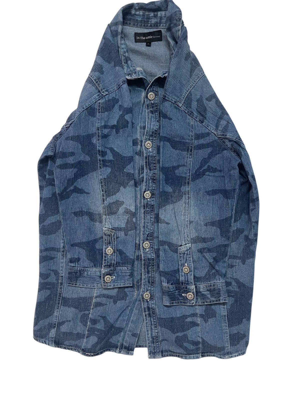 Hysteric Glamour × In The Attic × Japanese Brand Punk🔥In the Attic Homme Camouflage Denim Button up Shirt Size US M / EU 48-50 / 2 - 9 Thumbnail