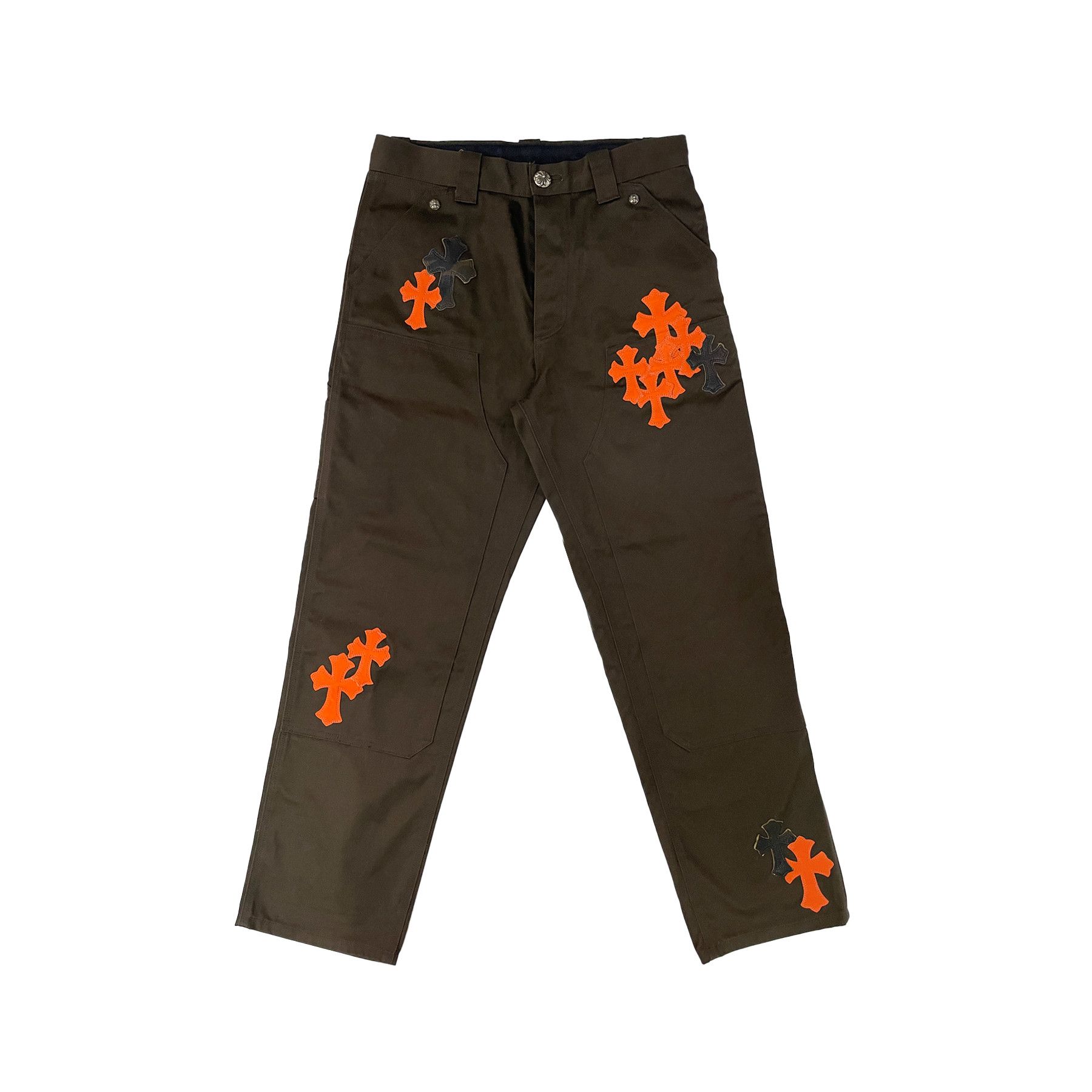 Chrome Hearts Chrome Hearts Brown Orange Cross Patch Carpenter Pants Size US 32 / EU 48 - 1 Thumbnail