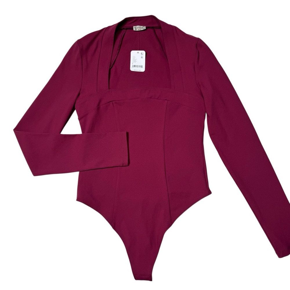 Free People NWT New $78 Free People Now Or Never Red Plum Bodysuit Size Size S / US 4 / IT 40 - 3 Thumbnail