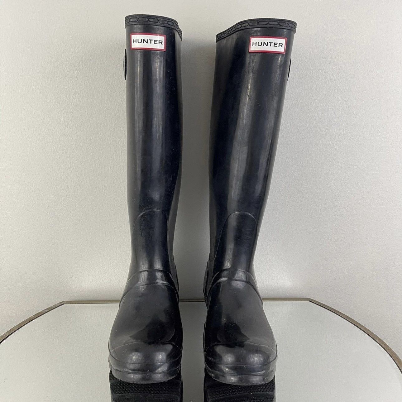 Hunter HUNTER Original Tall Black Gloss Rubber Knee High Rain Boots Size US 8 / IT 38 - 7 Thumbnail