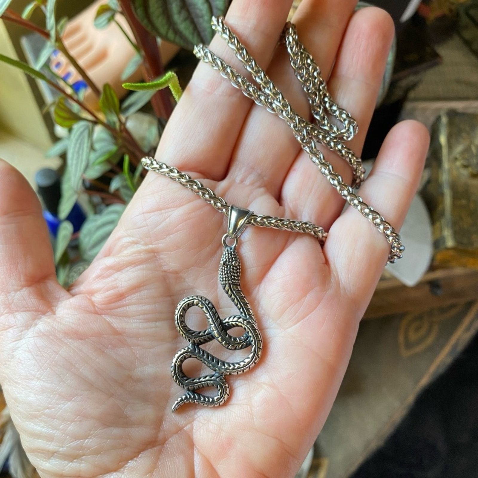 The Unbranded Brand Snake Stainless Steel Wheat Chain Necklace, Unisex Size ONE SIZE - 4 Thumbnail