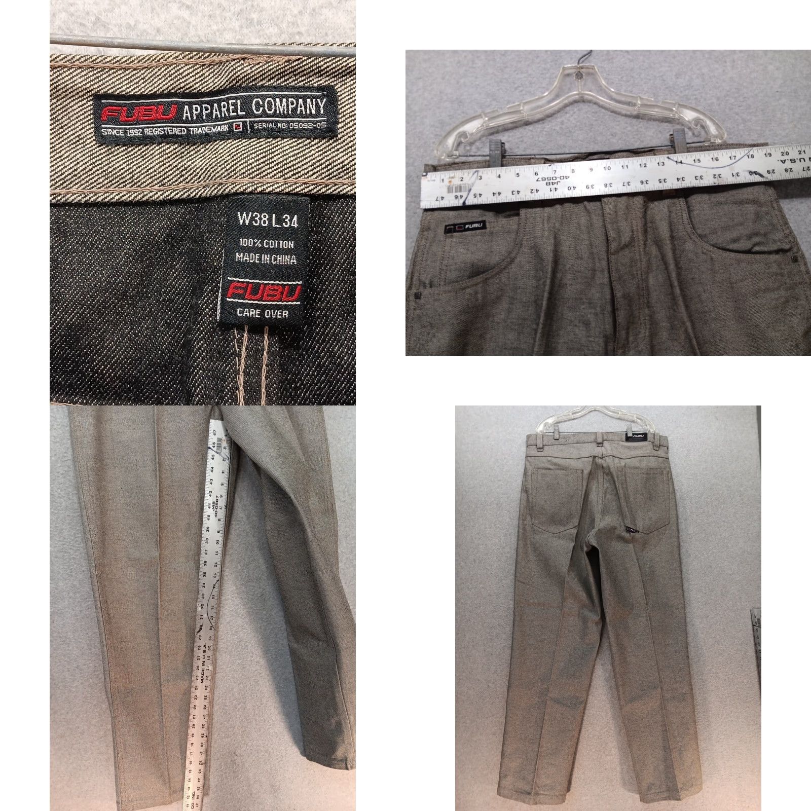 Fubu VINTAGE FUBU Jeans Denim Inside Out Reversed Loose Fit 38x34 Mens Charcoal Black Gray Logo 90s Size US 38 / EU 54 - 8 Thumbnail