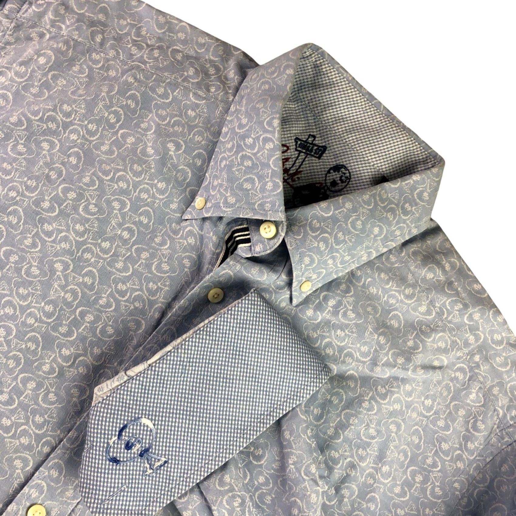 Robert Graham Robert Graham Men's Dress Shirt Blue XL Flip Cuff Money Bags Long Sleeve Size 46R - 2 Thumbnail