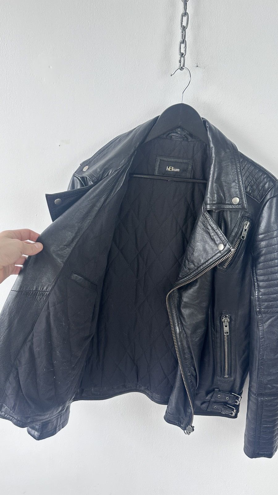 Other HELIUM Real Leather Biker Jacket Quilted Moto Biker Coat Size US L / EU 52-54 / 3 - 17 Thumbnail