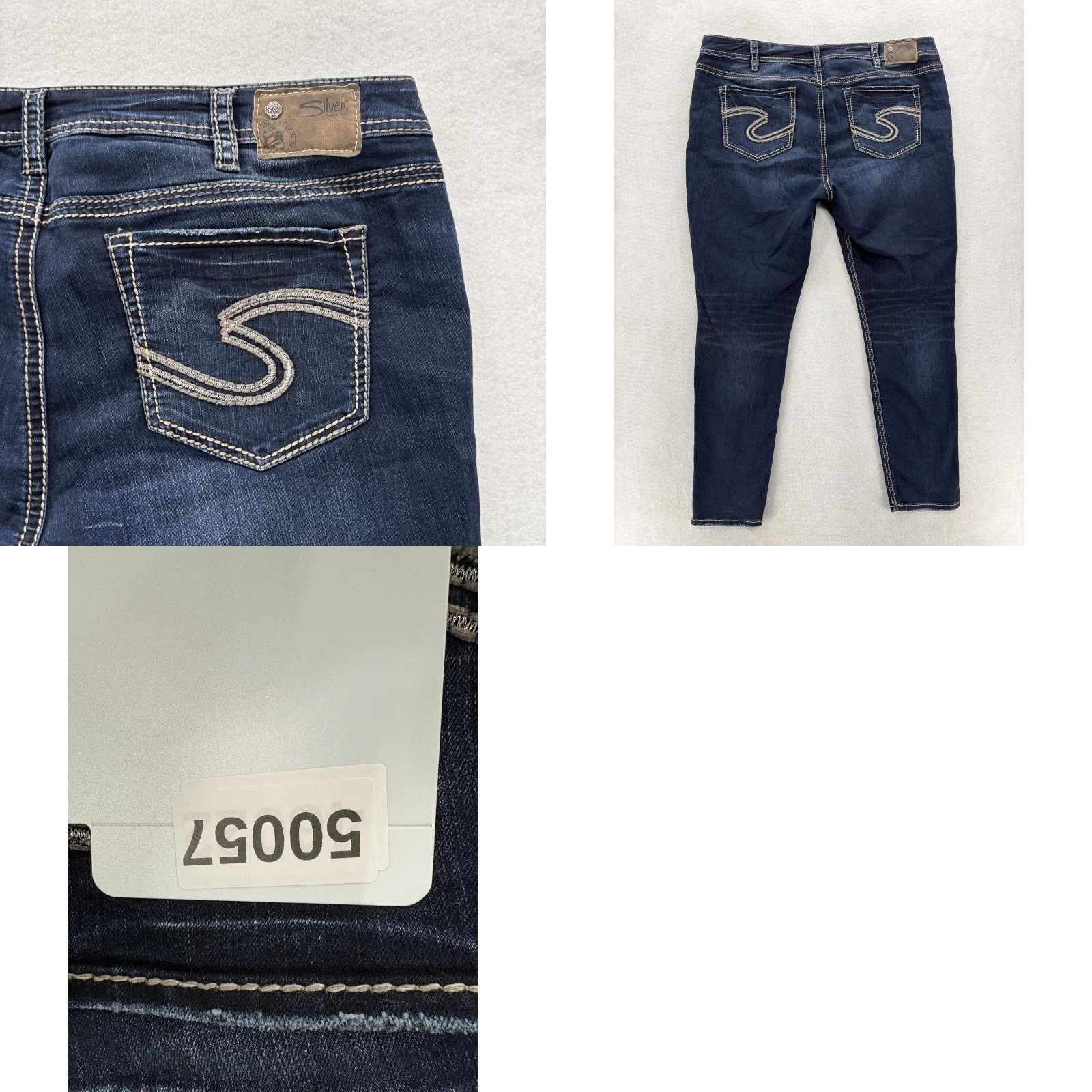 Silver Jeans Co. Silver Jeans Co. Suki Mid Super Skinny Jeans Womens 22 Blue Dark Wash Stretch Denim Slim Pockets 5-Pocket Rise Mid Size 40" / US 18 - 9 Thumbnail