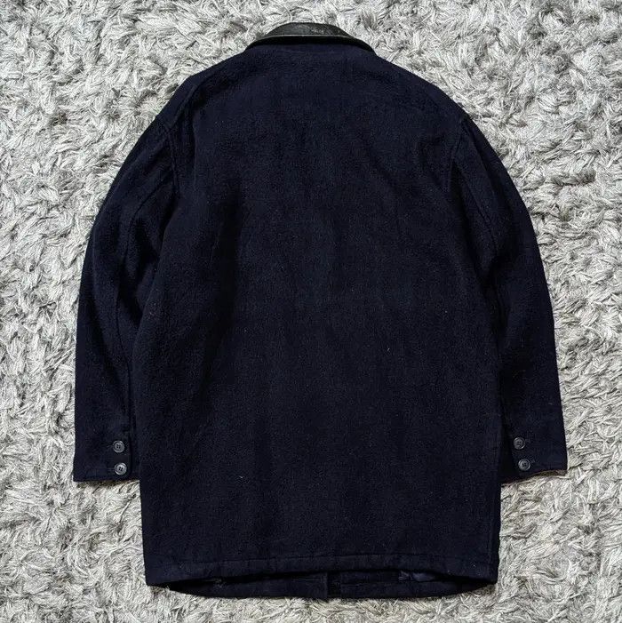Genuine Leather × Japanese Brand Vintage Machope Wool Jacket Leather Collar Winter Coat Size US L / EU 52-54 / 3 - 2 Thumbnail