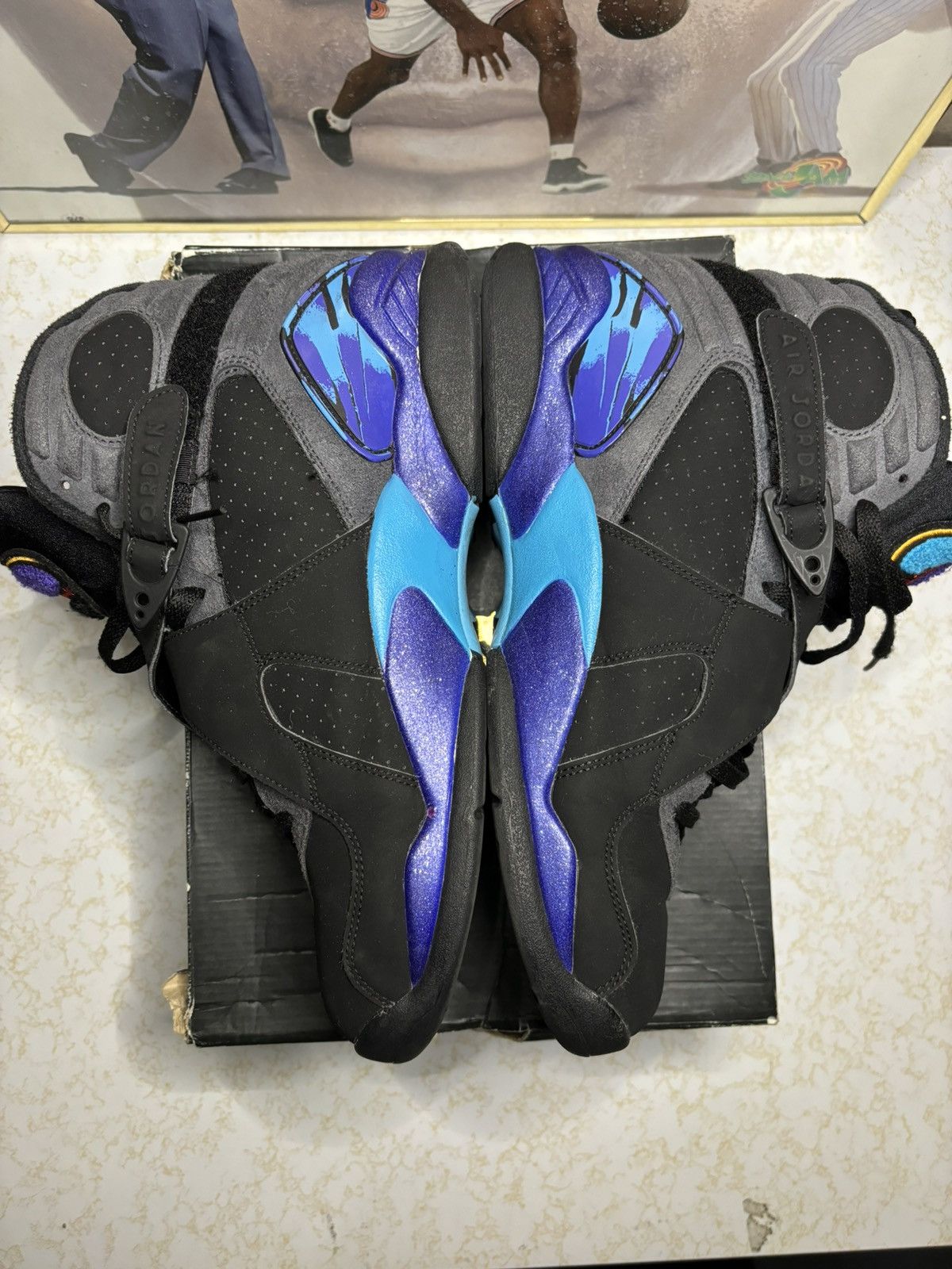 Jordan Brand Air Jordan 8 Retro 2015 Aqua 2015 Size US 11.5 / EU 44-45 - 3 Thumbnail