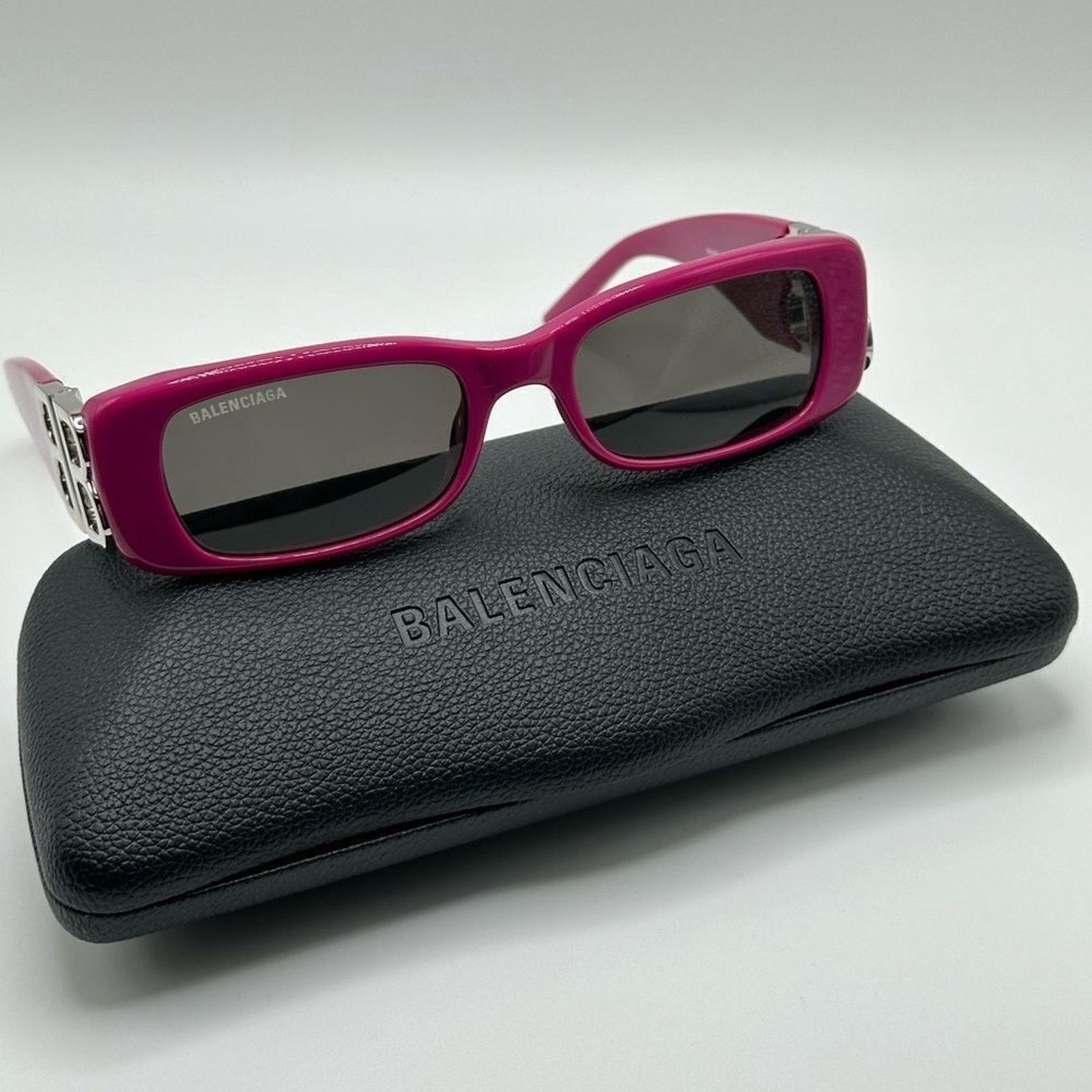 Balenciaga NEW BALENCIAGA BB0096 016 Fuchsia/Silver/Grey Sunglasses Size ONE SIZE - 2 Thumbnail