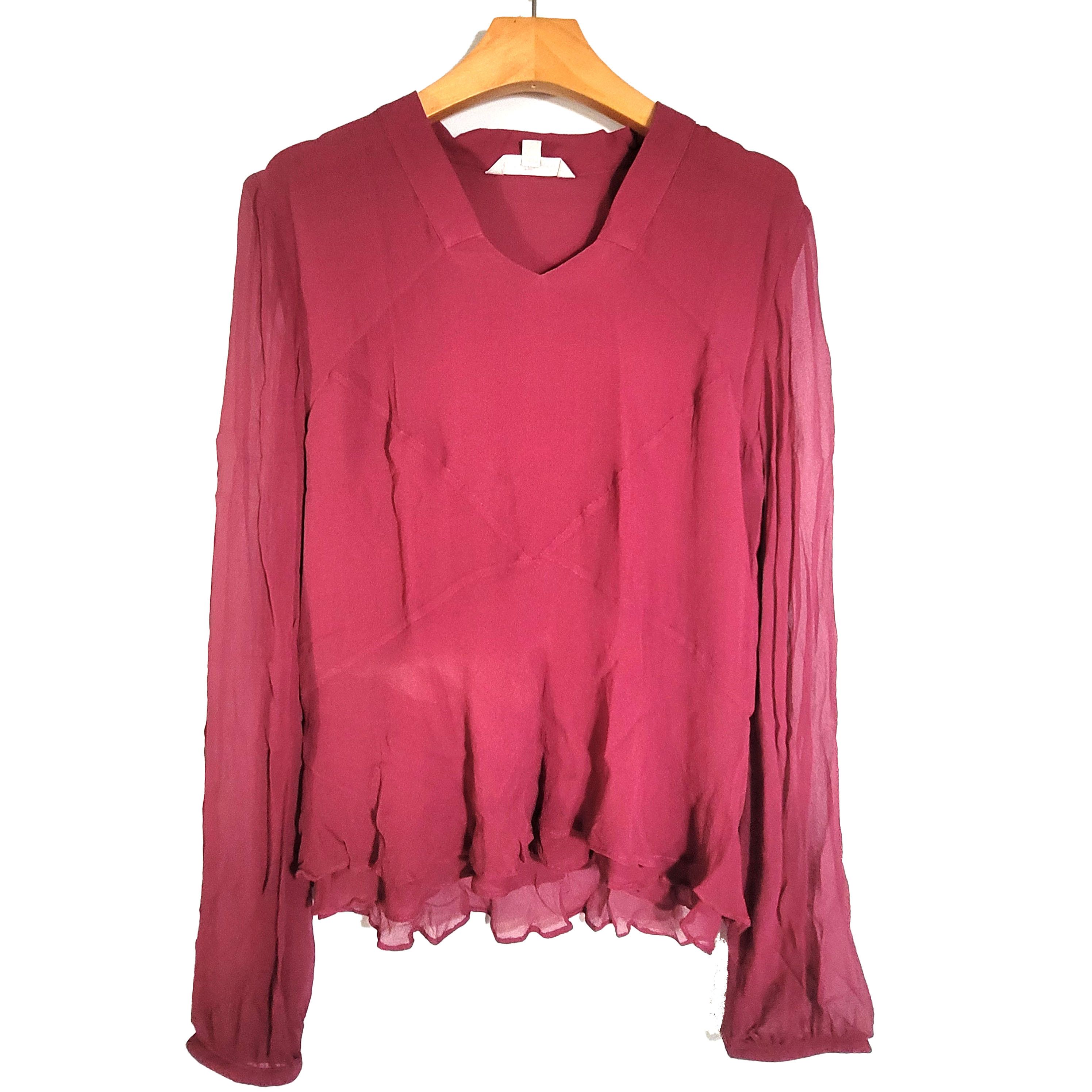 Other Women's 100% Silk Size S Long Sleeve Top Shirt Blouse SBC523 Size S / US 4 / IT 40 - 1 Thumbnail